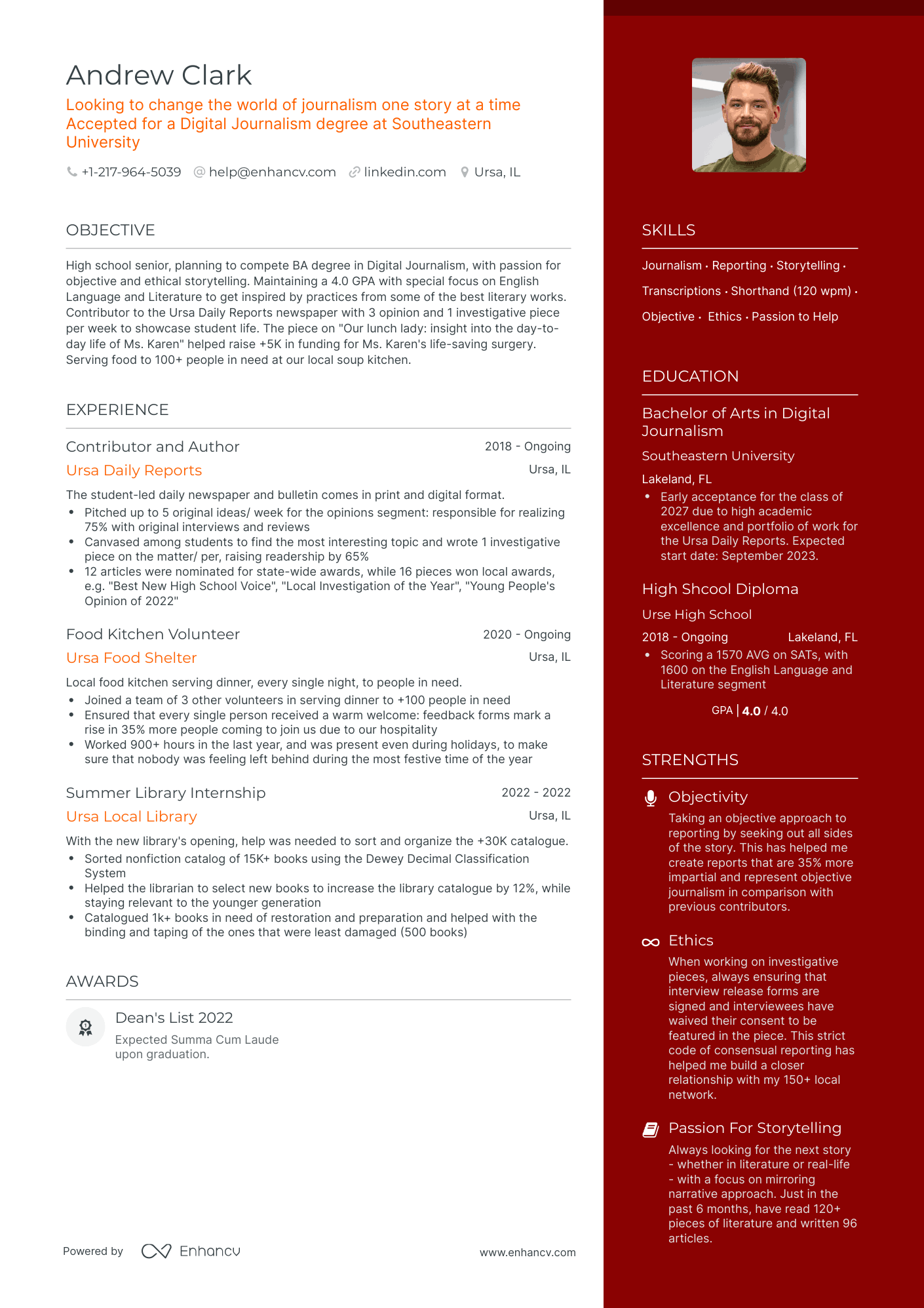Scholarship Resume Example
