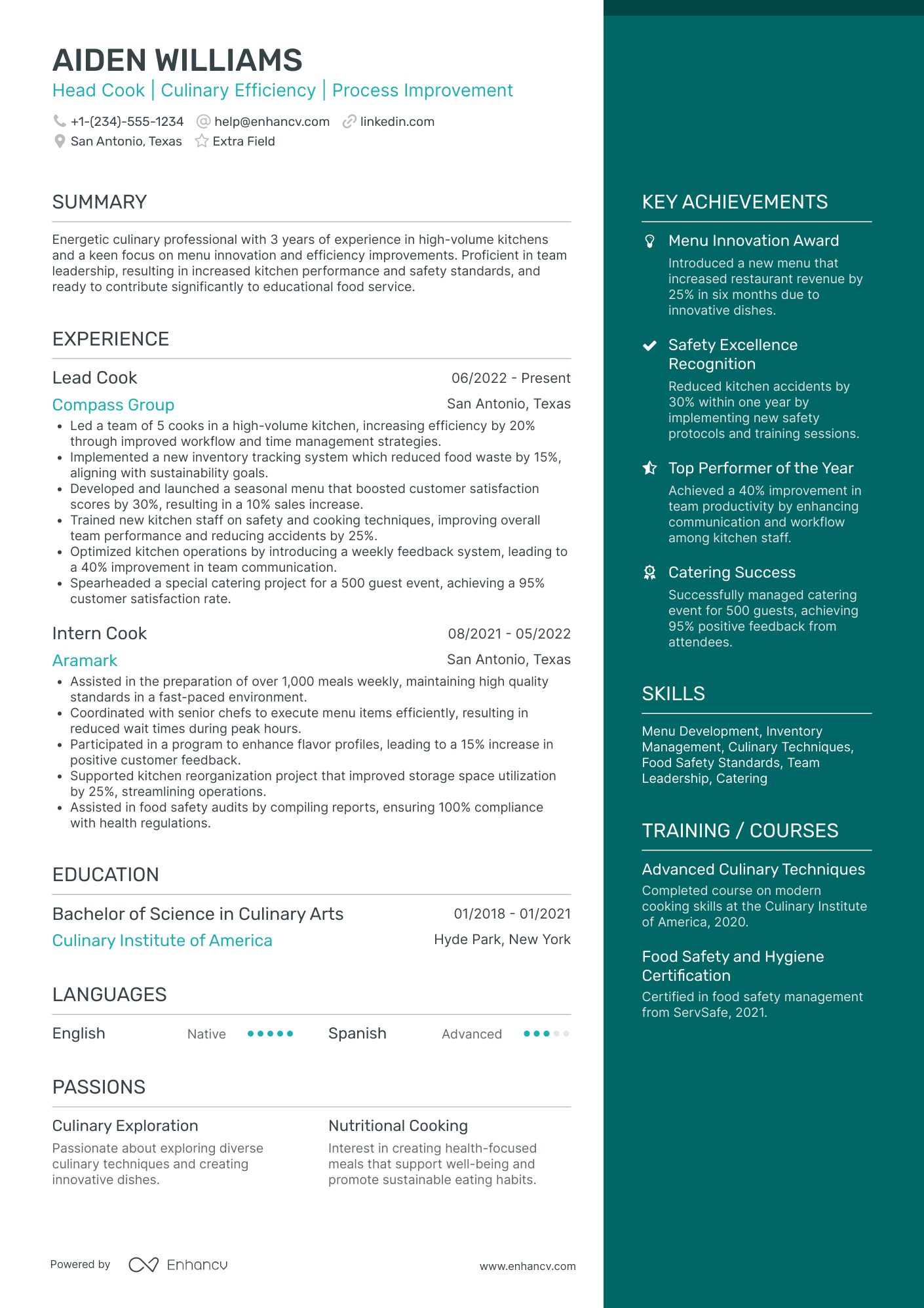 Junior Cook Resume Example