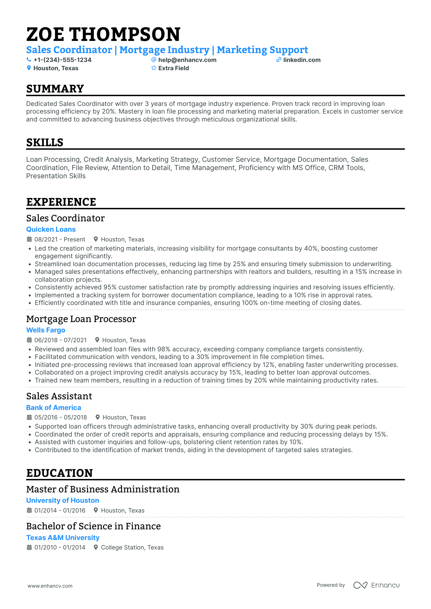 Sales Recruiting Coordinator Resume Example