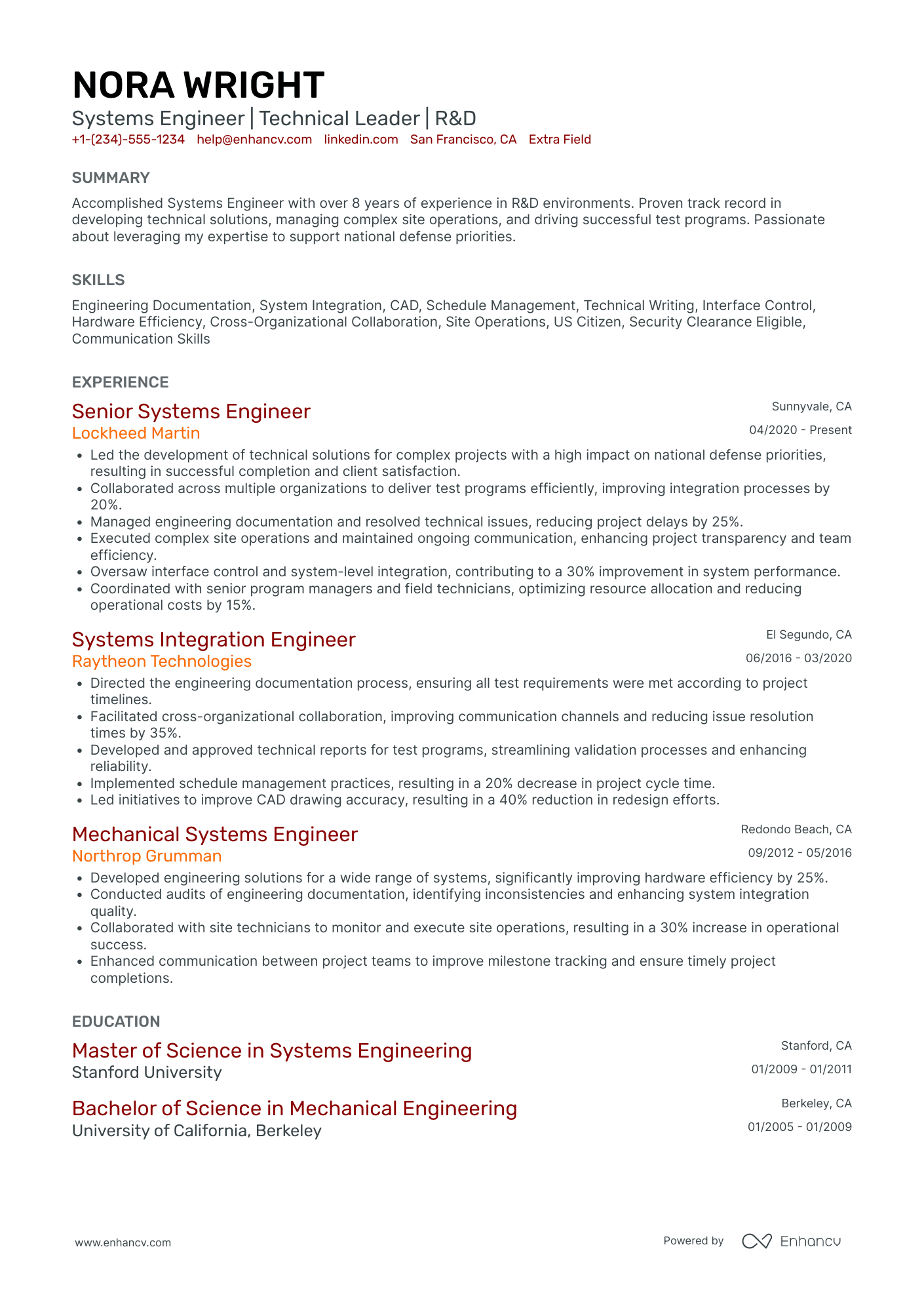 Systems Support Engineer Resume Example