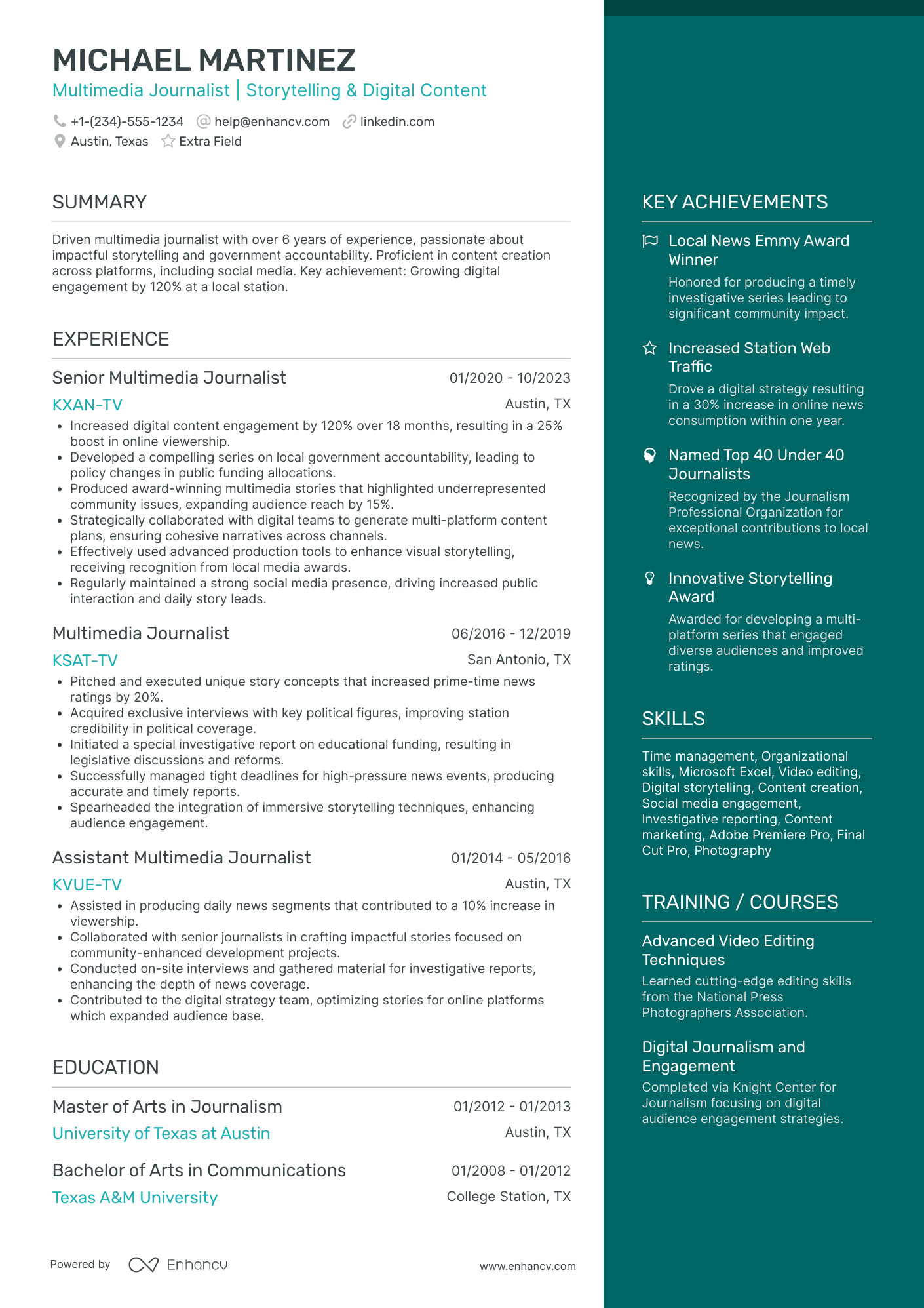 Political Journalist Resume Example