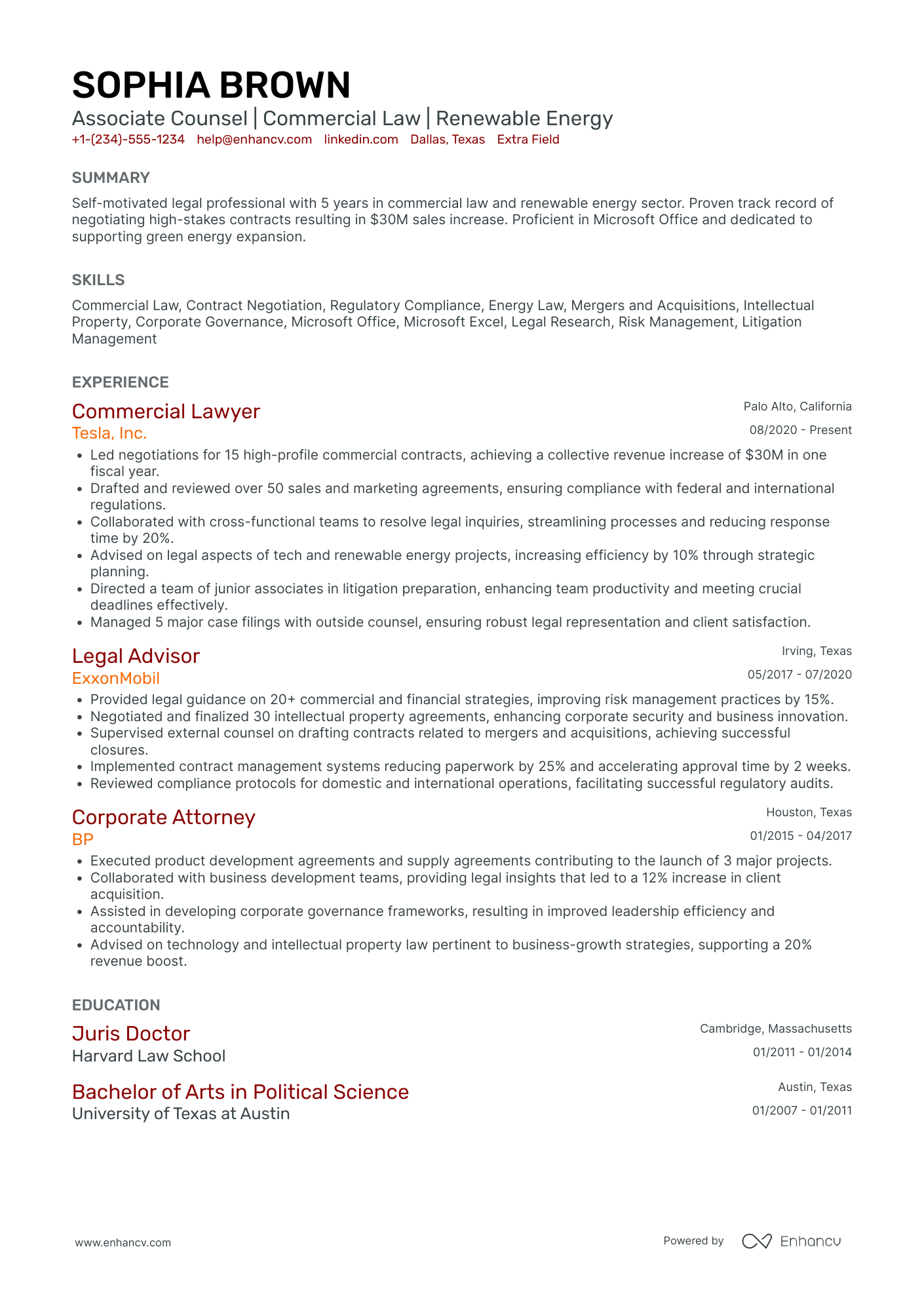 Associate Counsel Resume Example