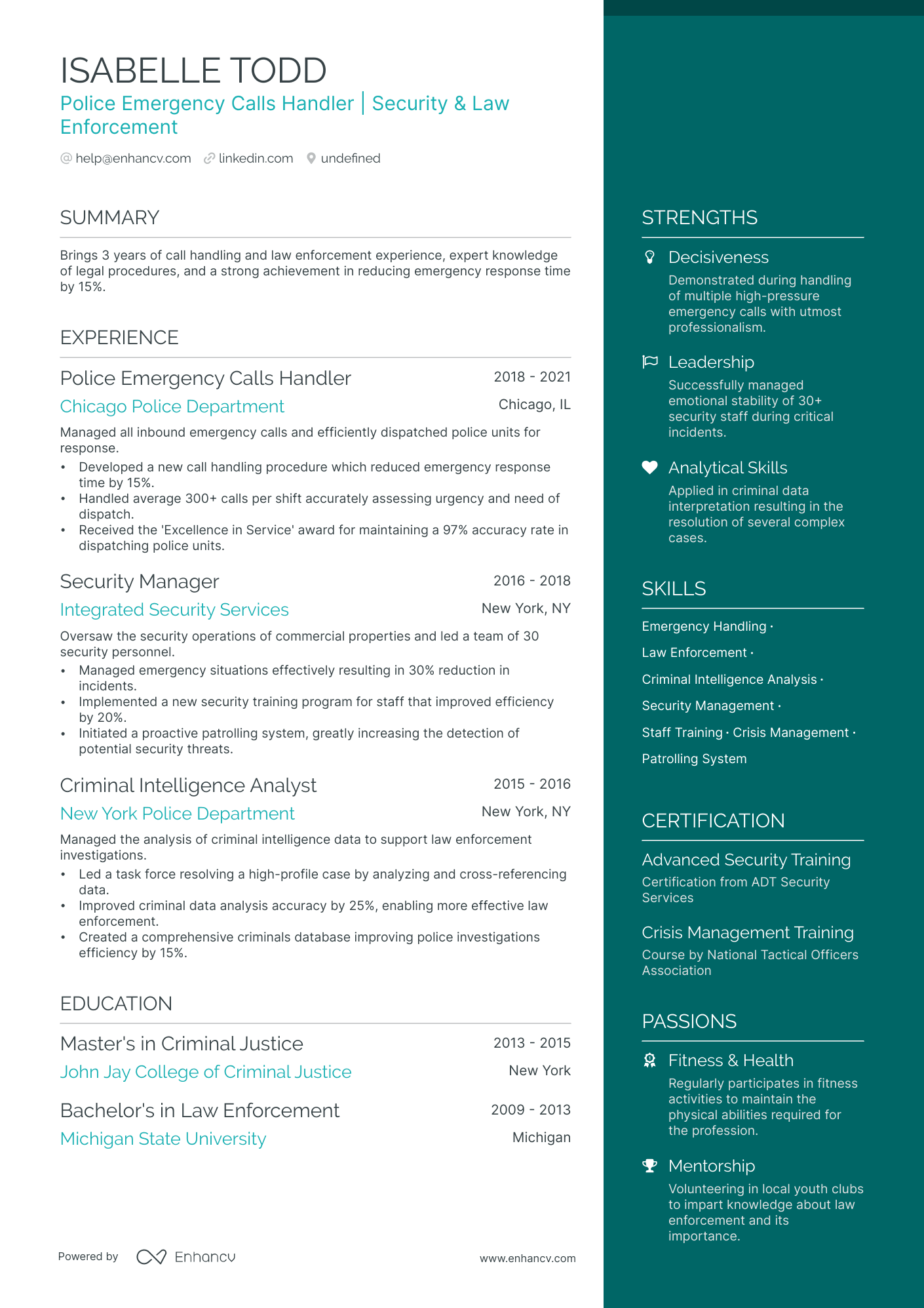 Entry Level Police Officer Resume Example