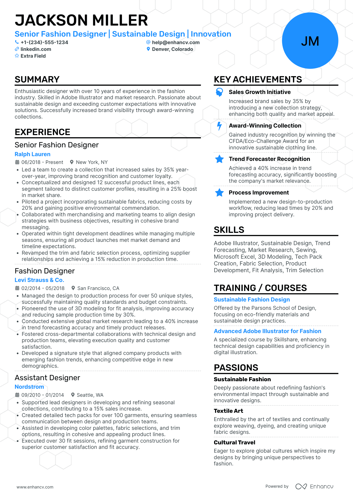 Bridal Fashion Designer Resume Example