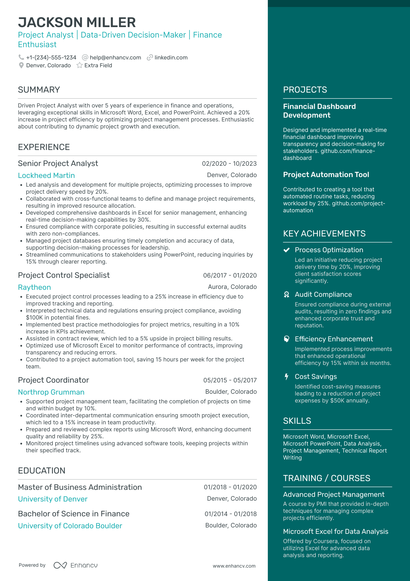 Logistics Project Analyst Resume Example