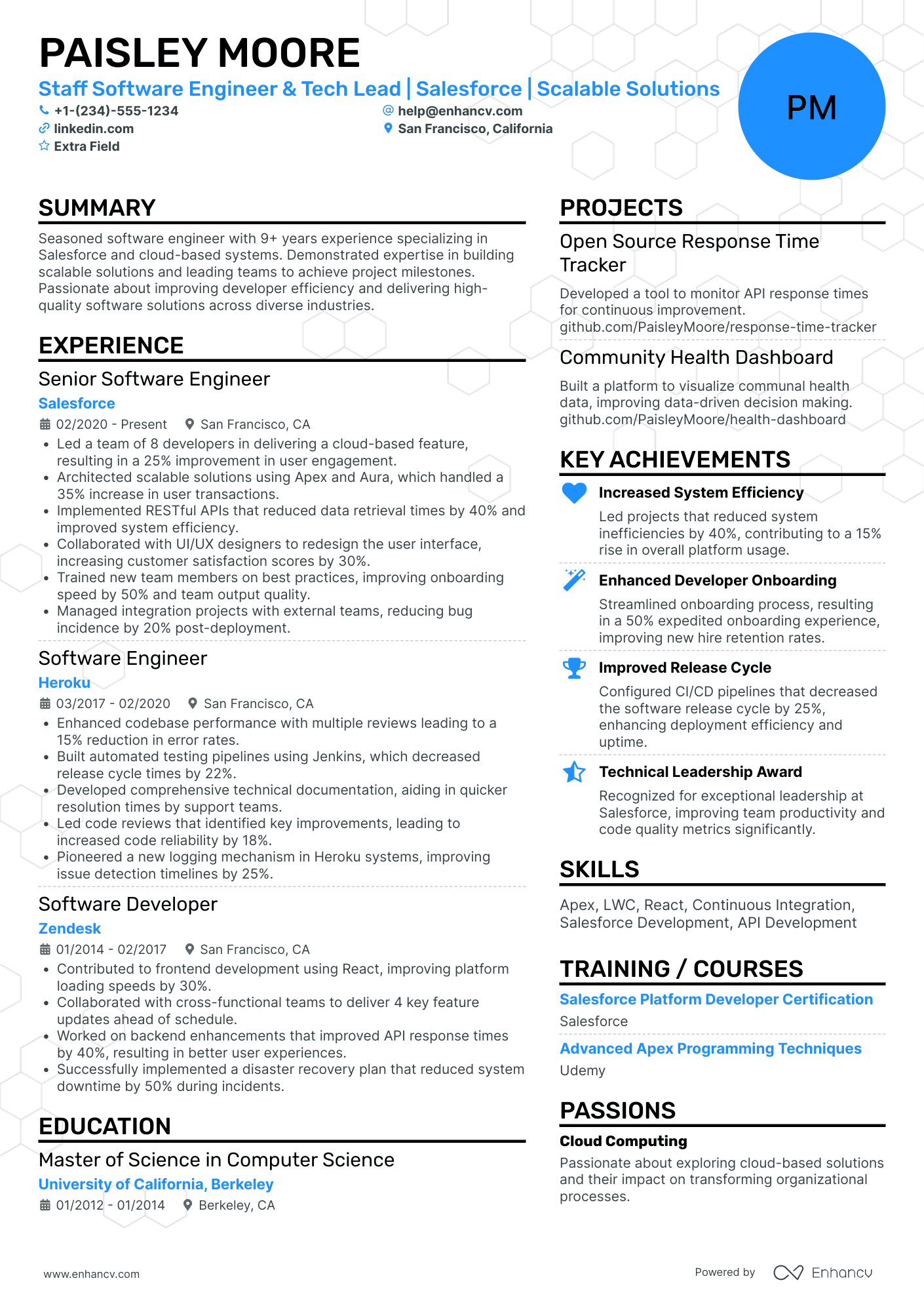 Salesforce Developer Engineer Resume Example