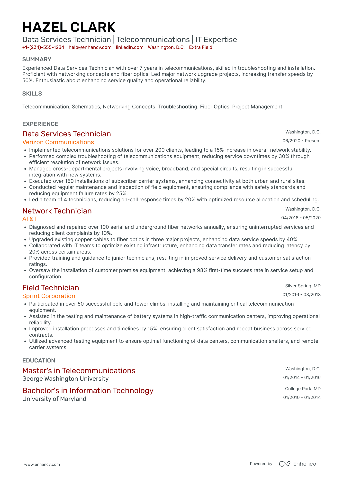 Associate Data Center Technician Resume Example