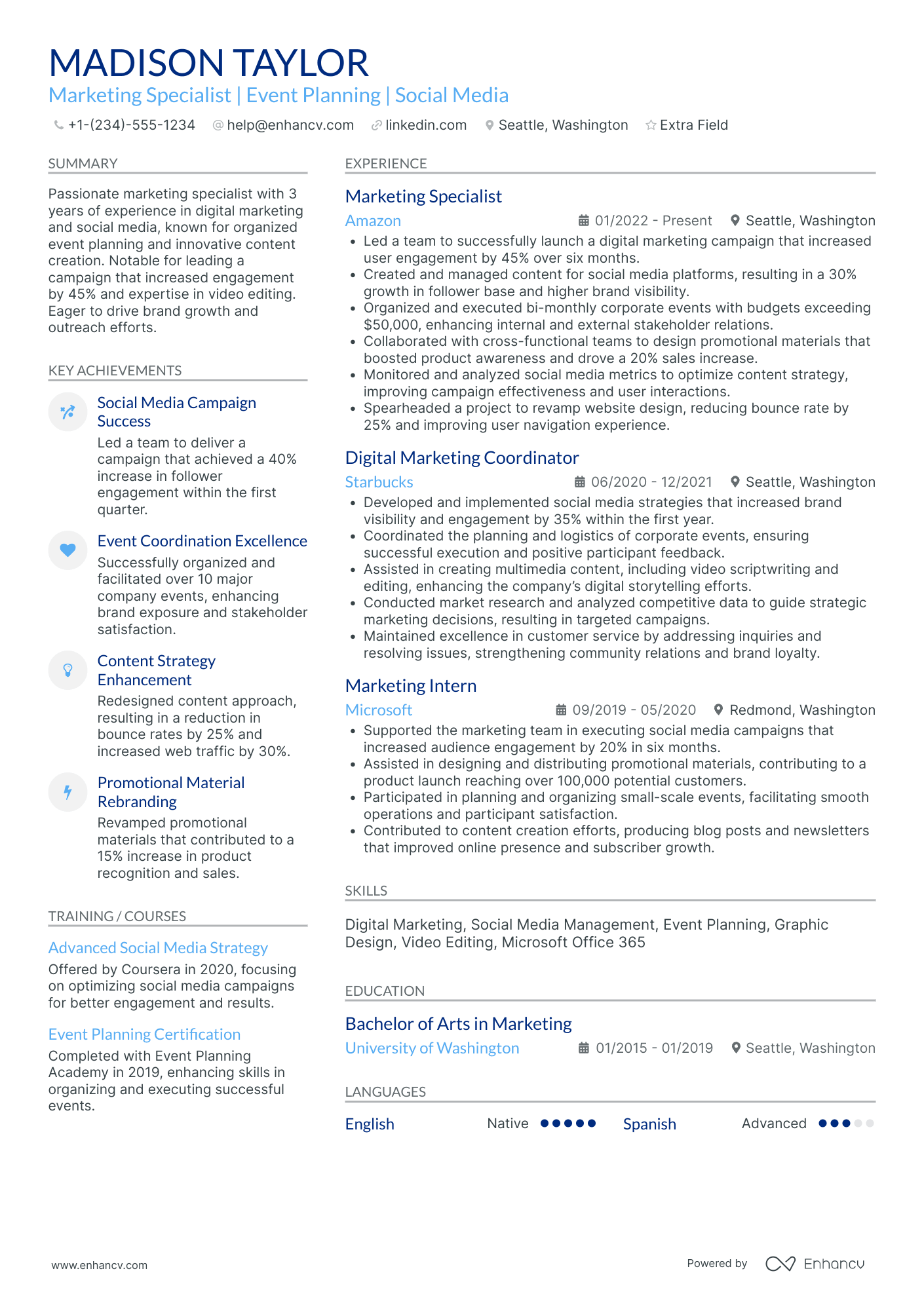 Junior Marketing Specialist Resume Example