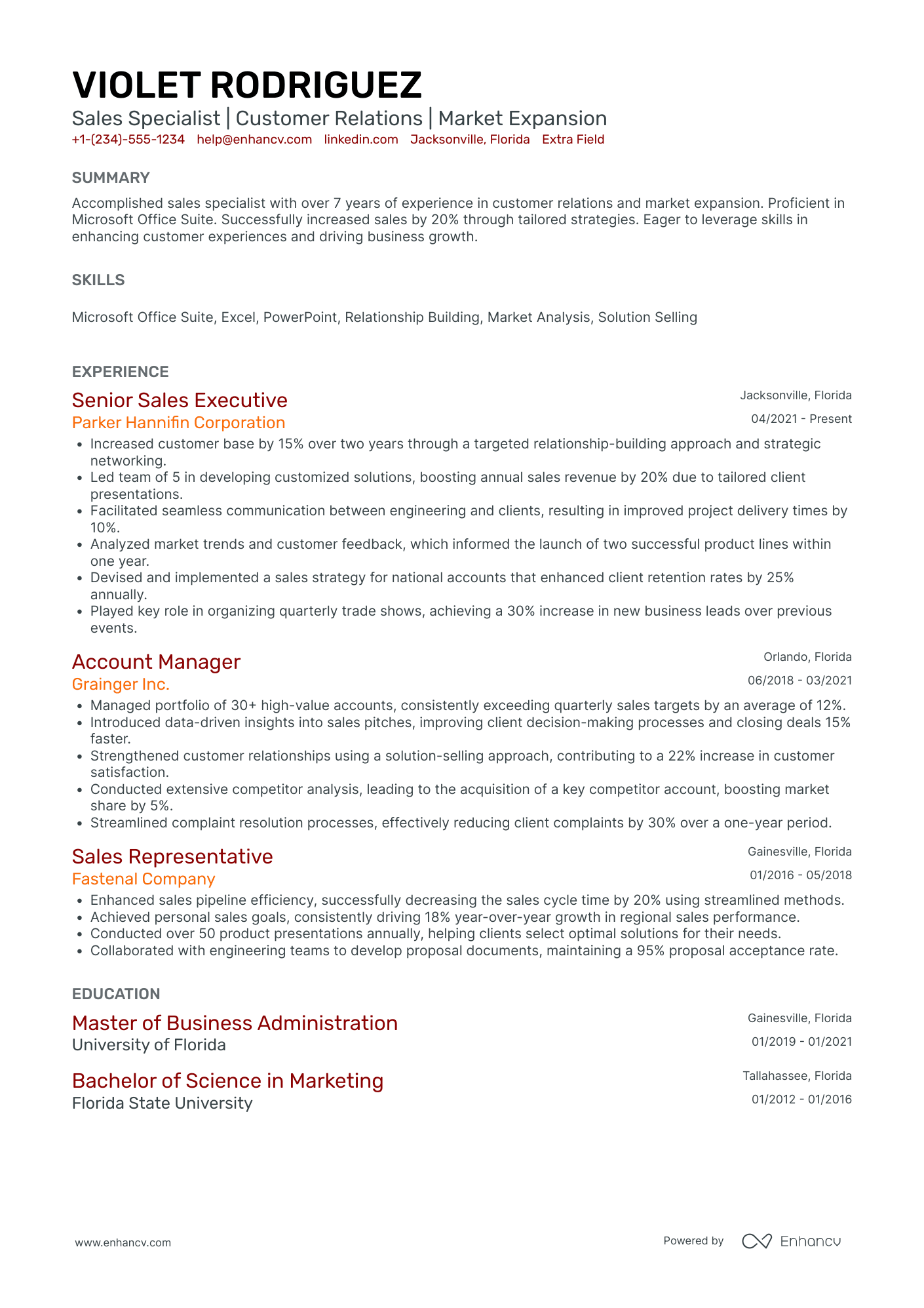 Tech Sales Representative Resume Example