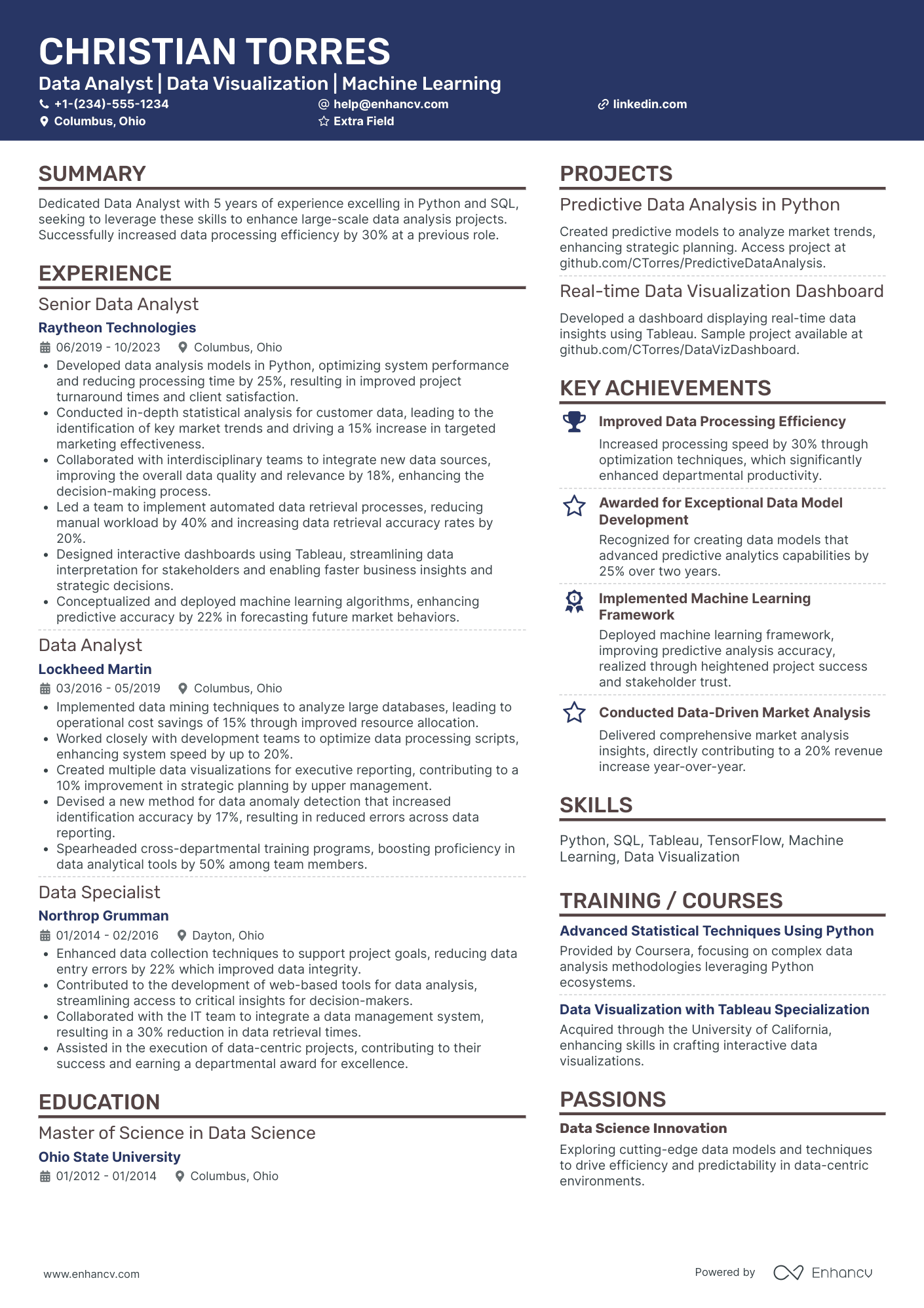 Data Mining Analyst Resume Example