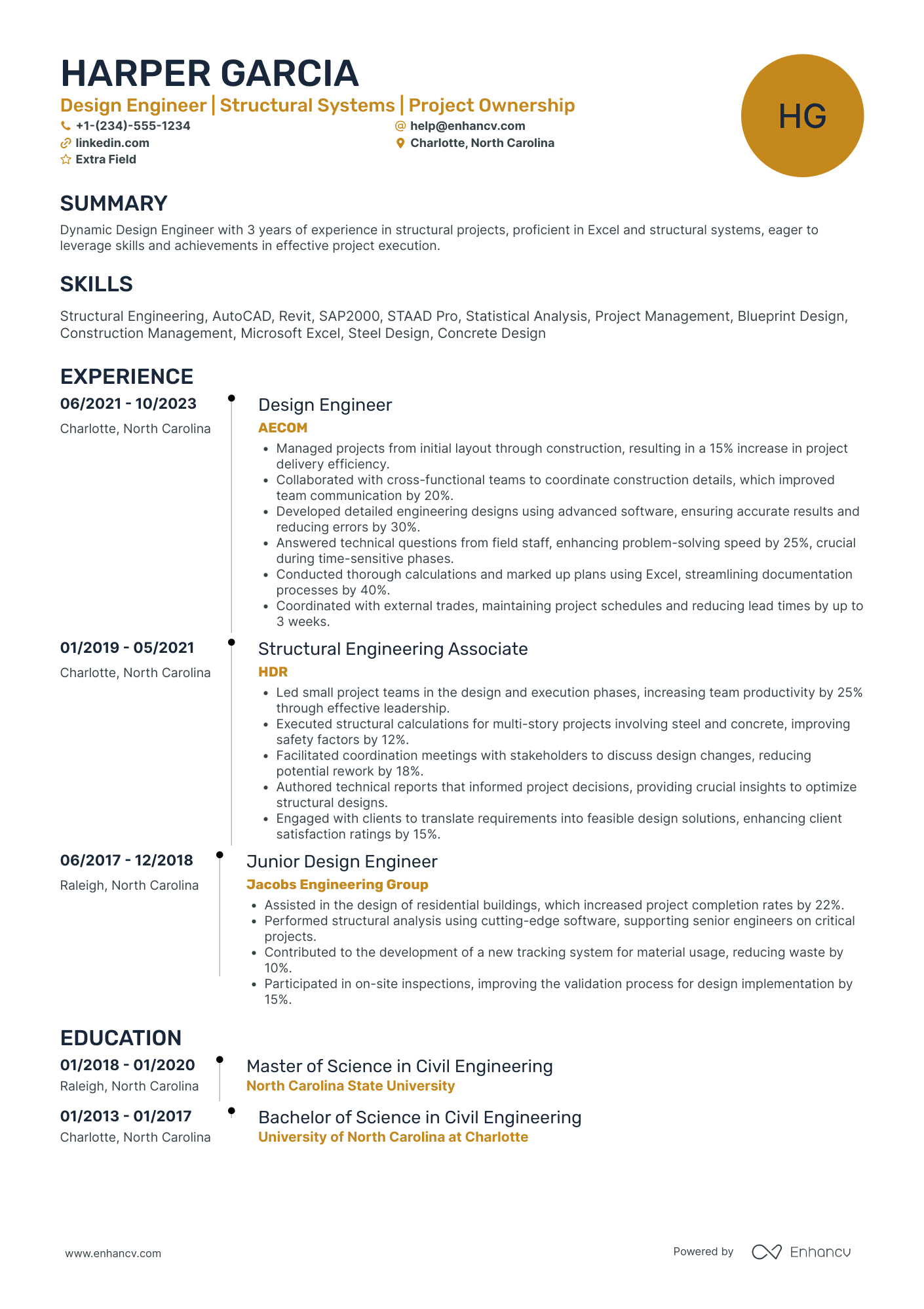 Structural Design Engineer Resume Example