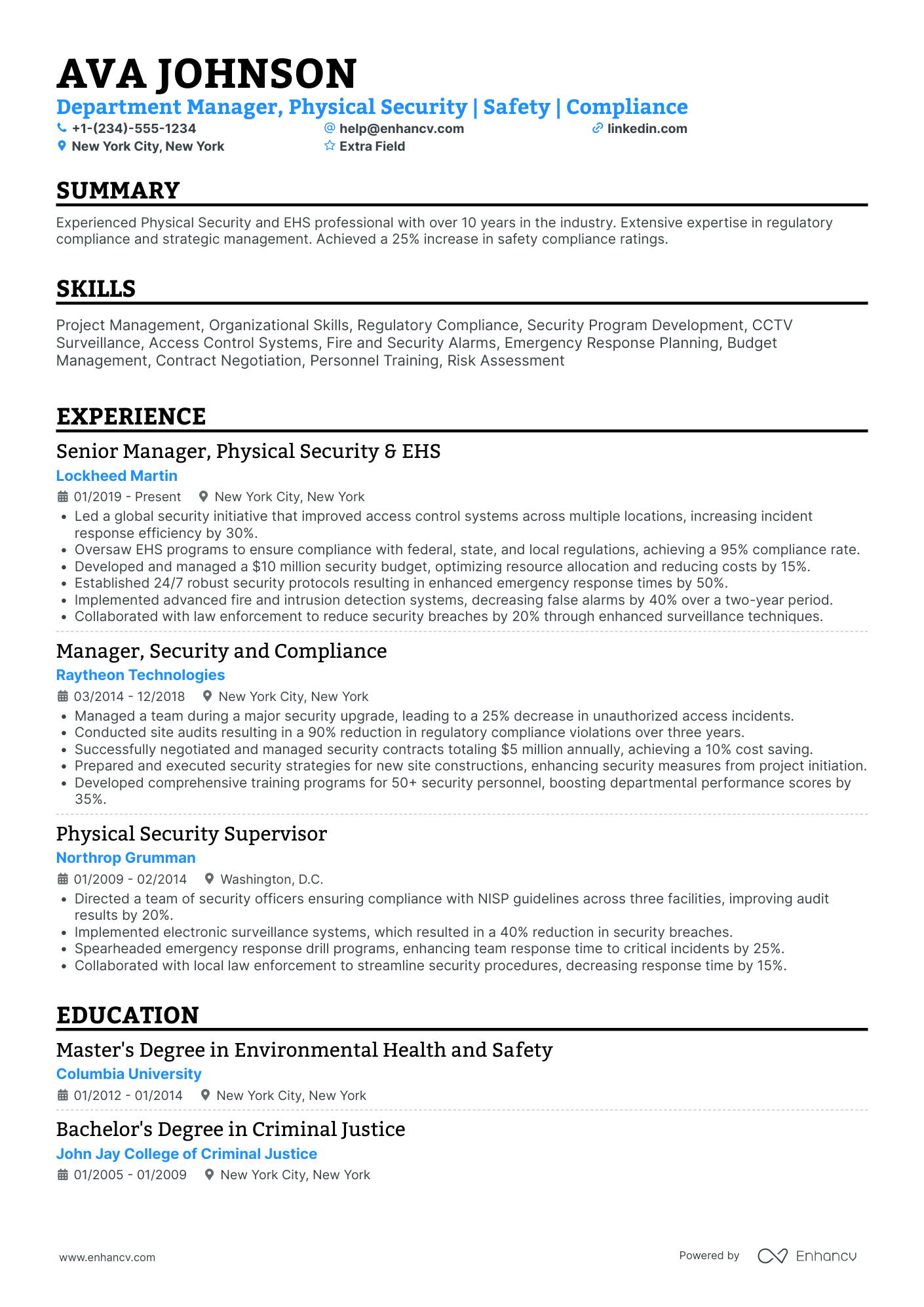 Environmental Security Officer Resume Example