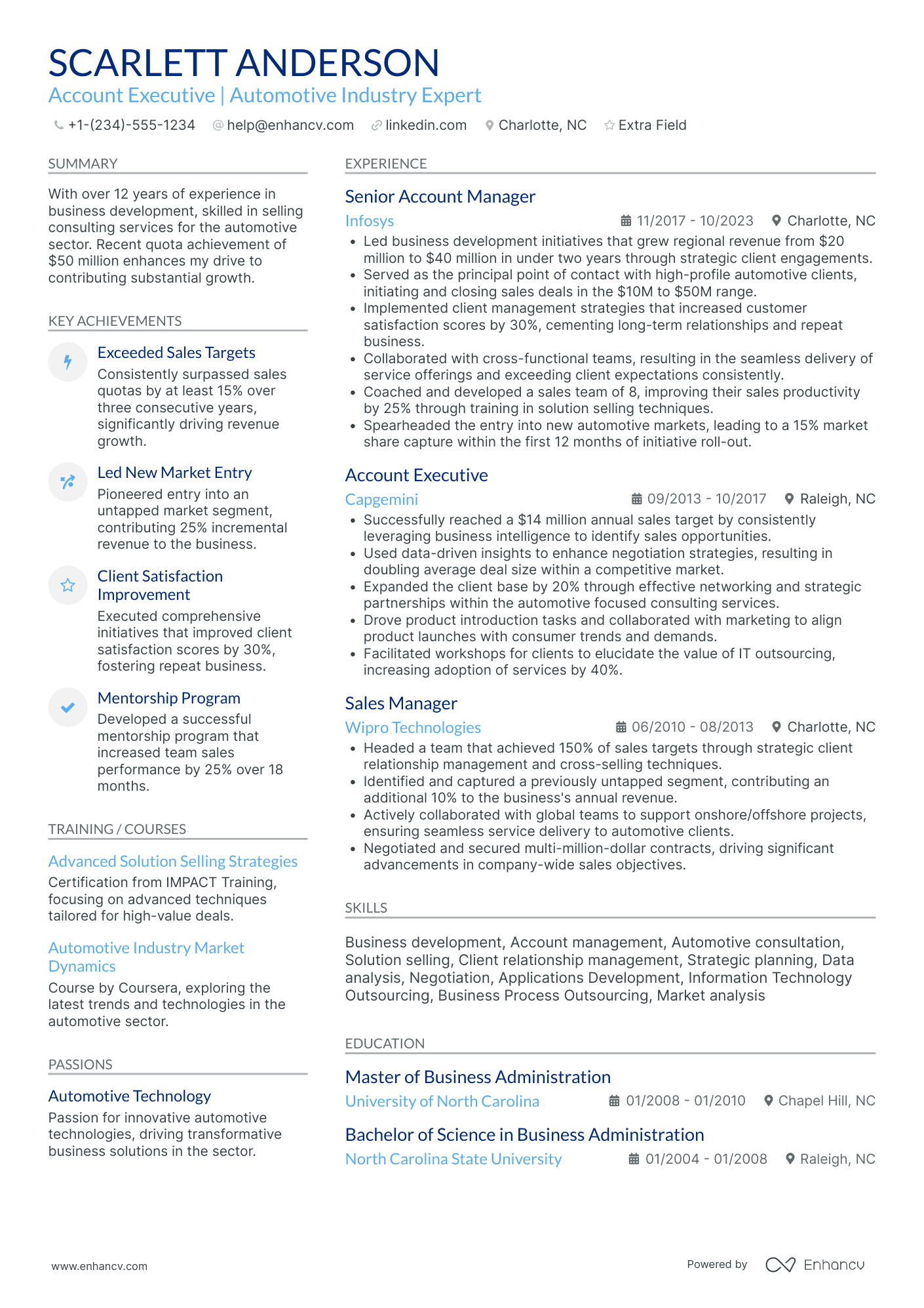 Automotive Account Executive Resume Example