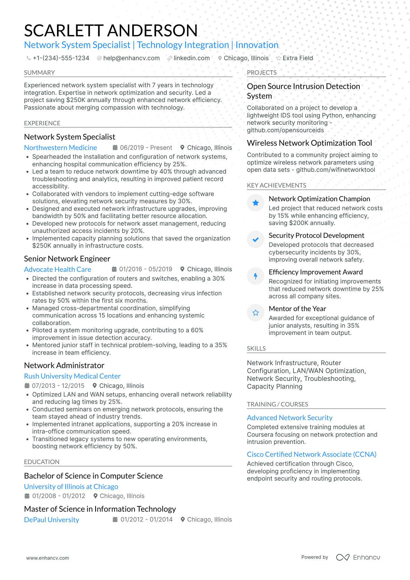 Wireless Network Administrator Resume Example