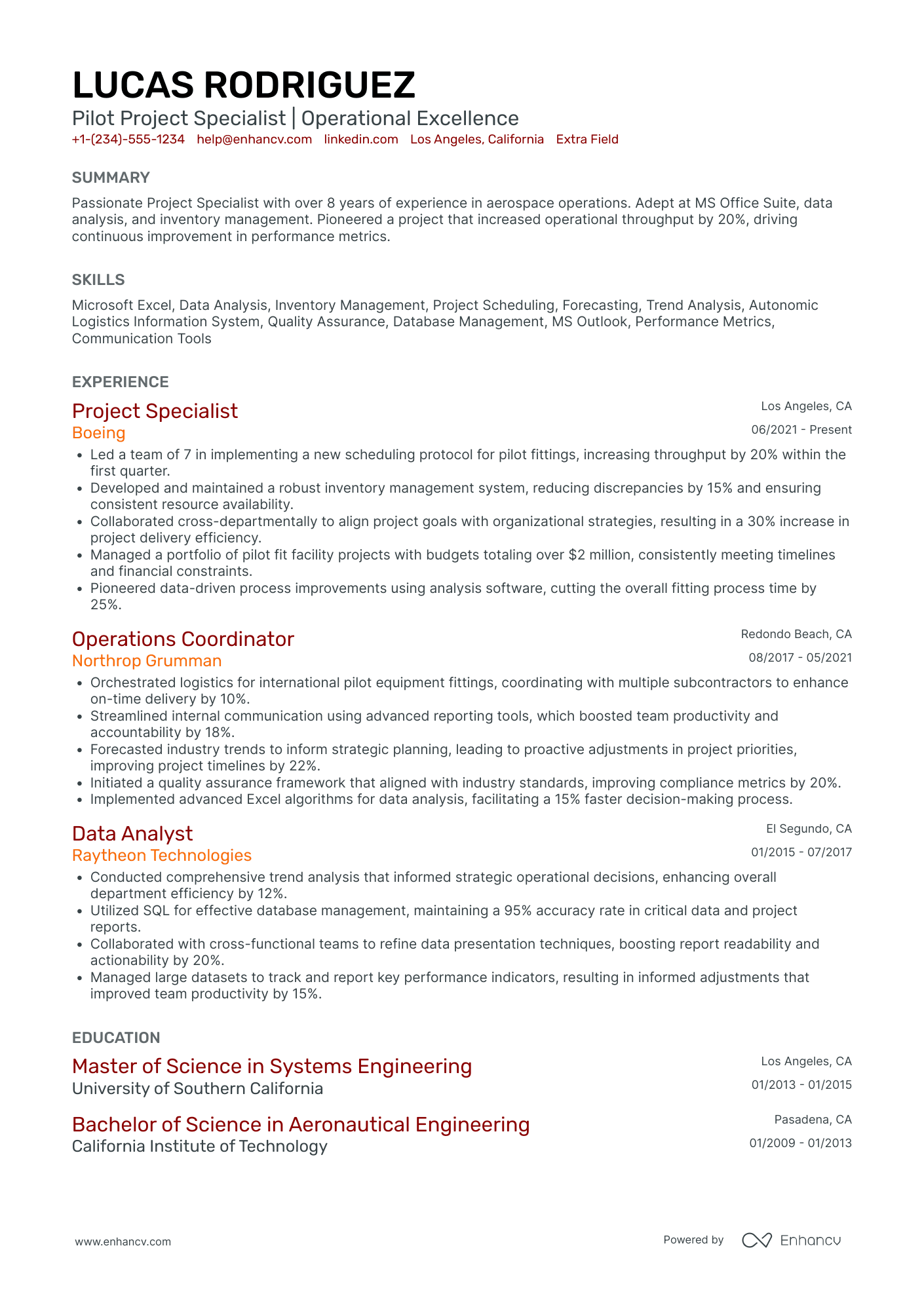 US Air Force Pilot Resume Example