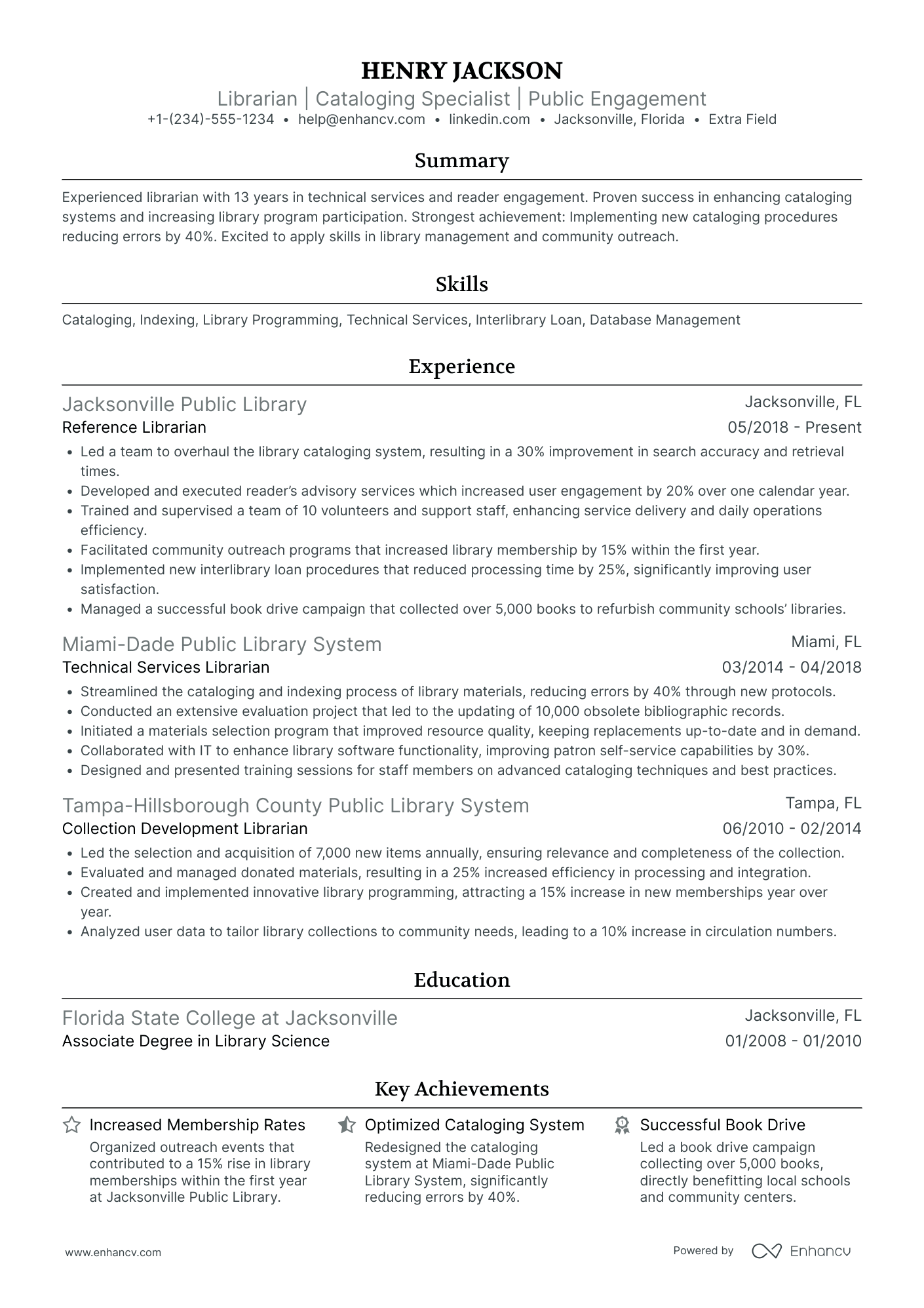 Cataloguing Librarian Resume Example