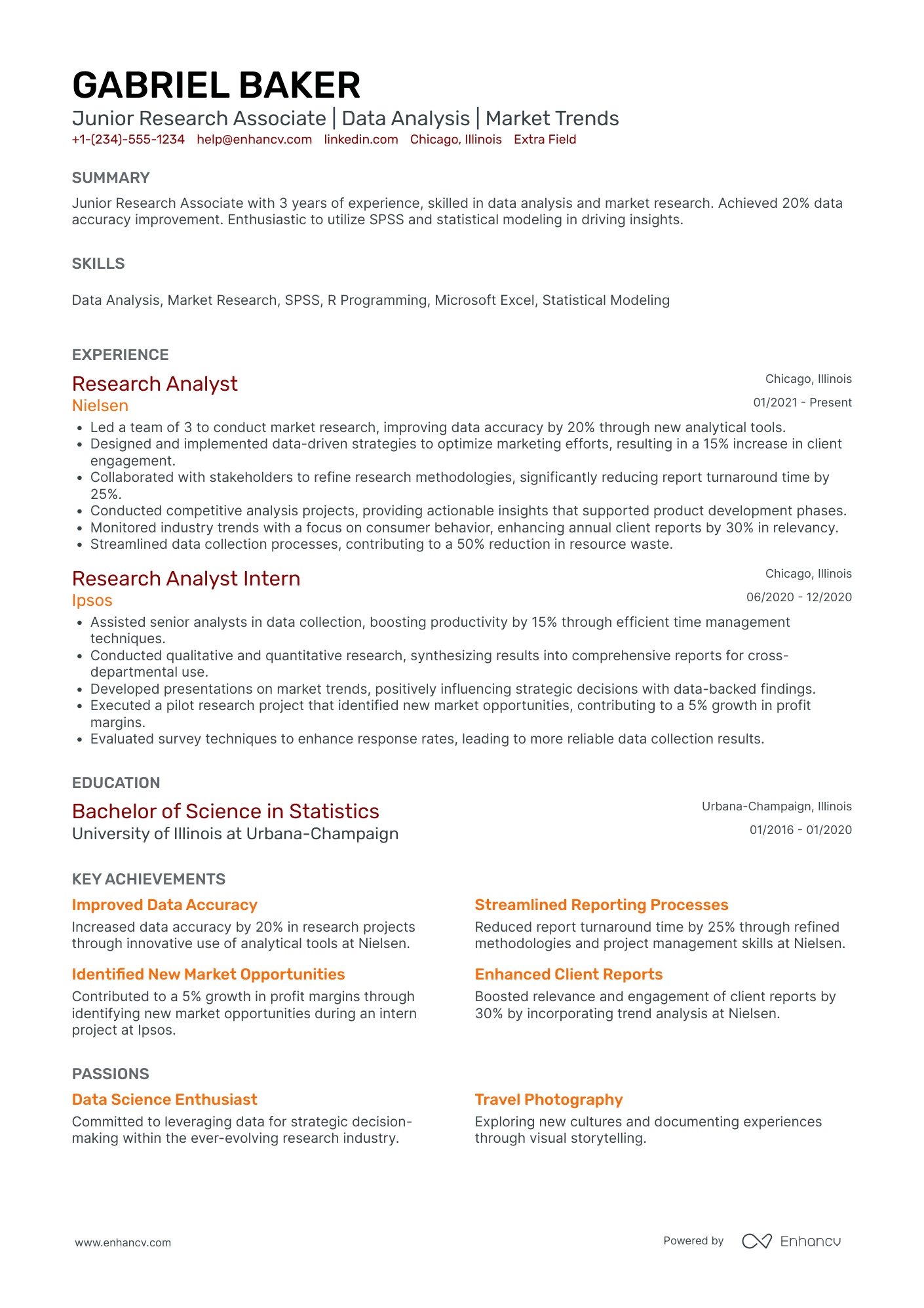 Junior Research Associate Resume Example