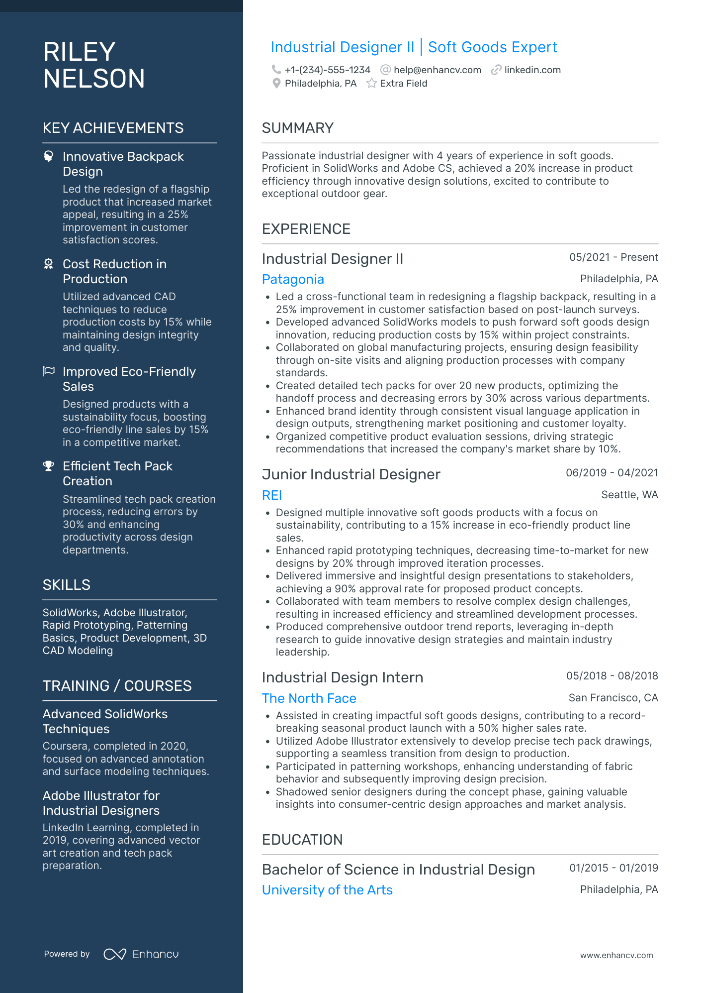 Junior Industrial Designer Resume Example