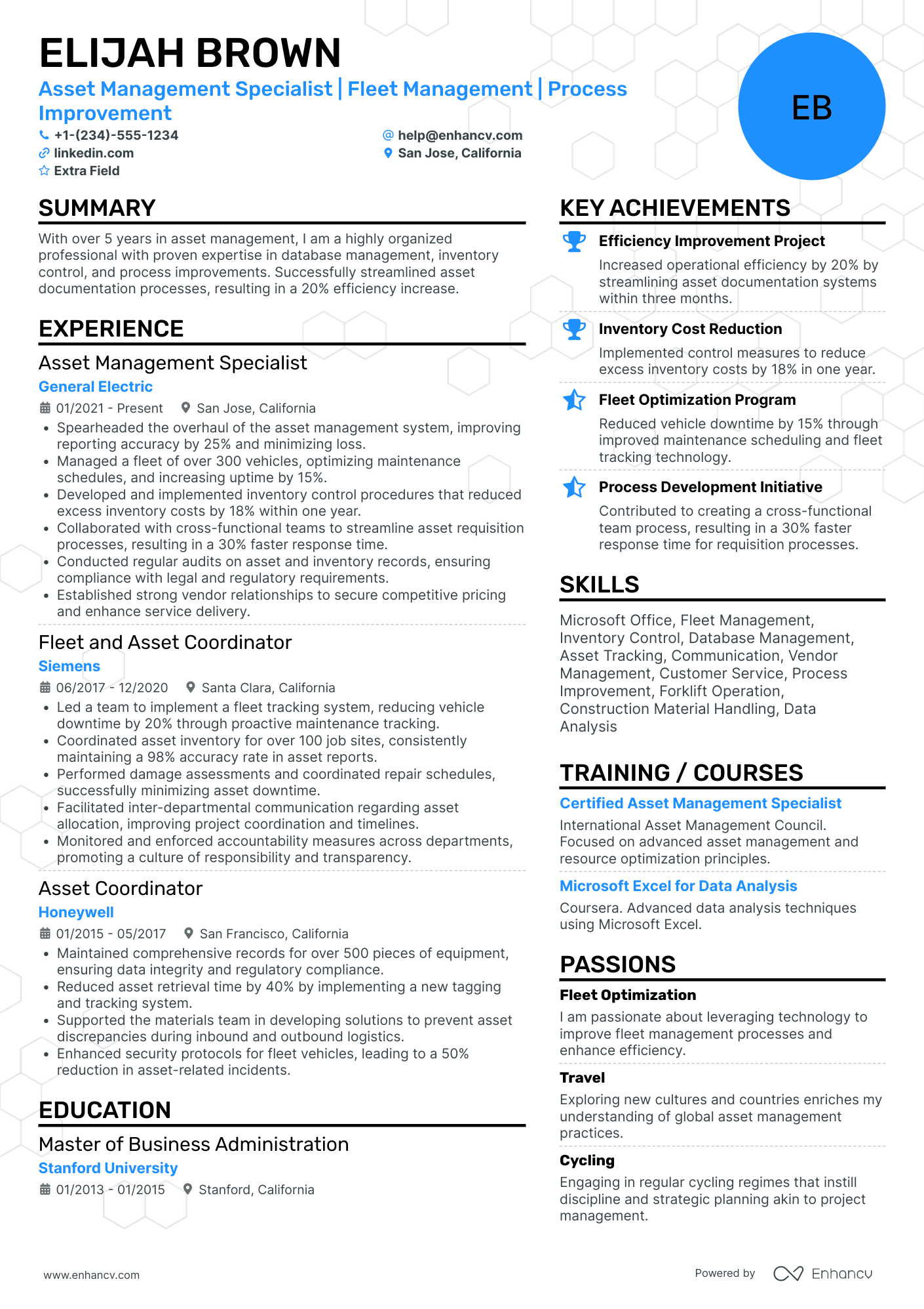 Asset Management Specialist Resume Example