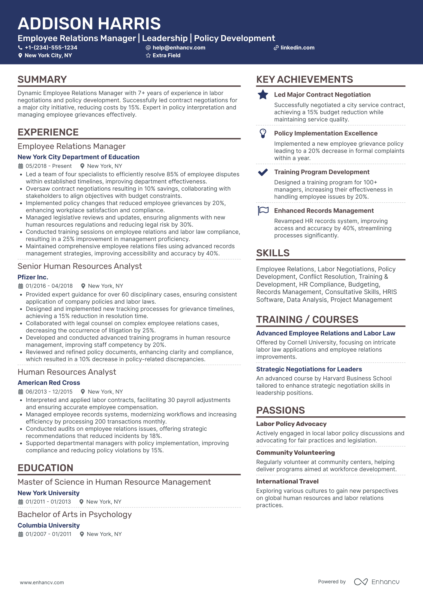 Employee Benefits Manager Resume Example