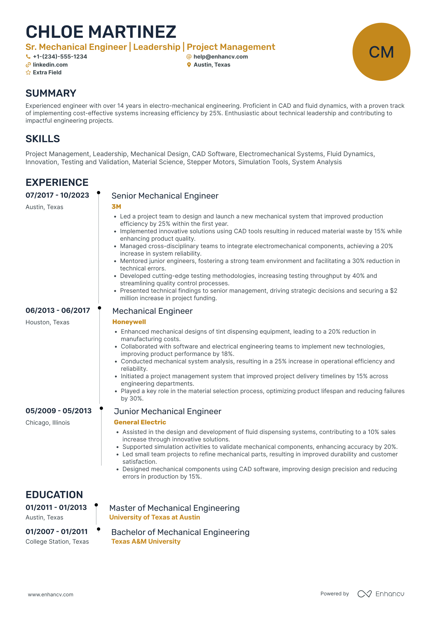 Mechanical Quality Assurance Engineer Resume Example