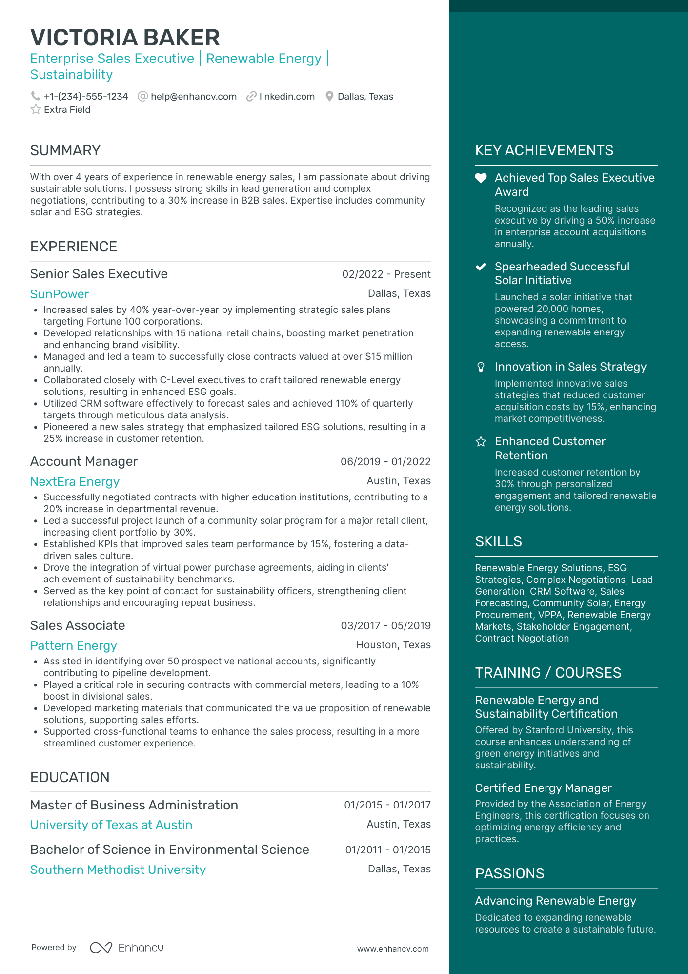 Enterprise Sales Engineer Resume Example