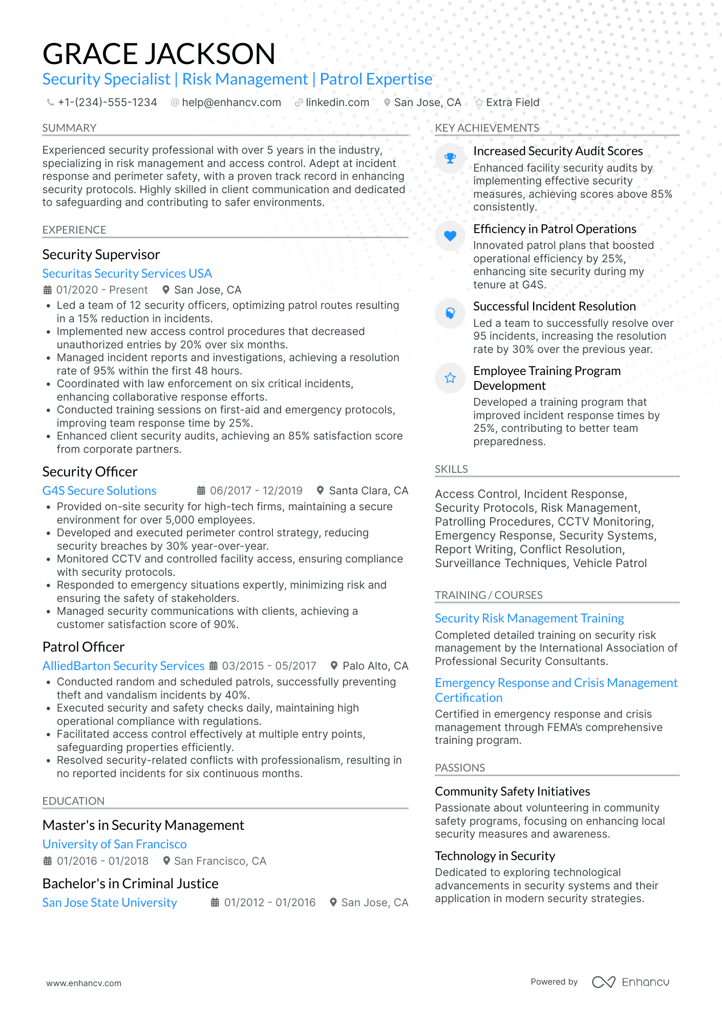 Corporate Security Guard Resume Example