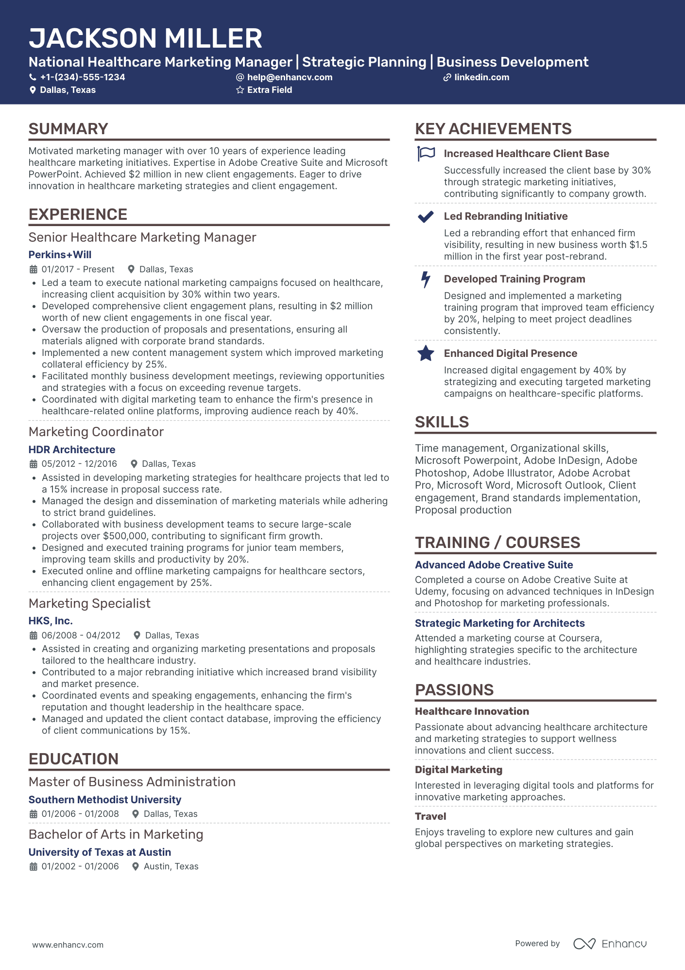 Healthcare Marketing Manager Resume Example