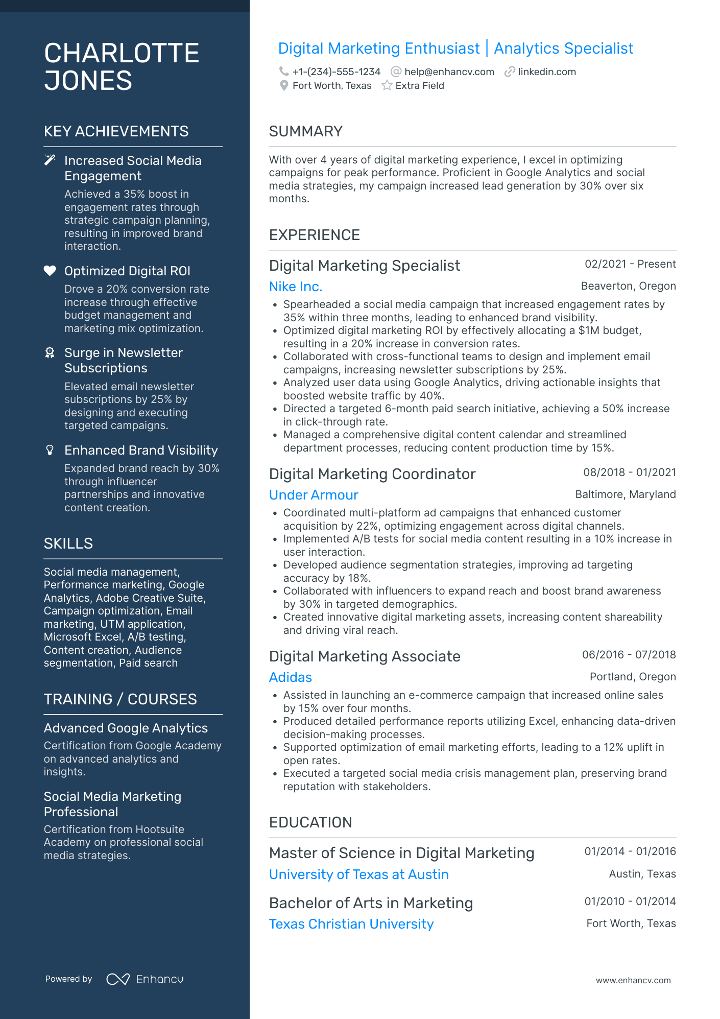 Digital Marketing Coordinator Resume Example