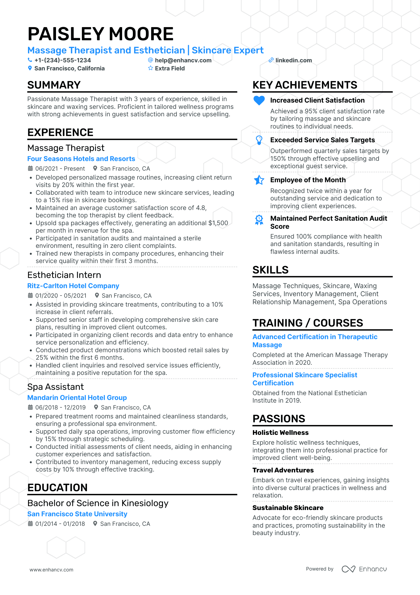 Junior Esthetician Resume Example