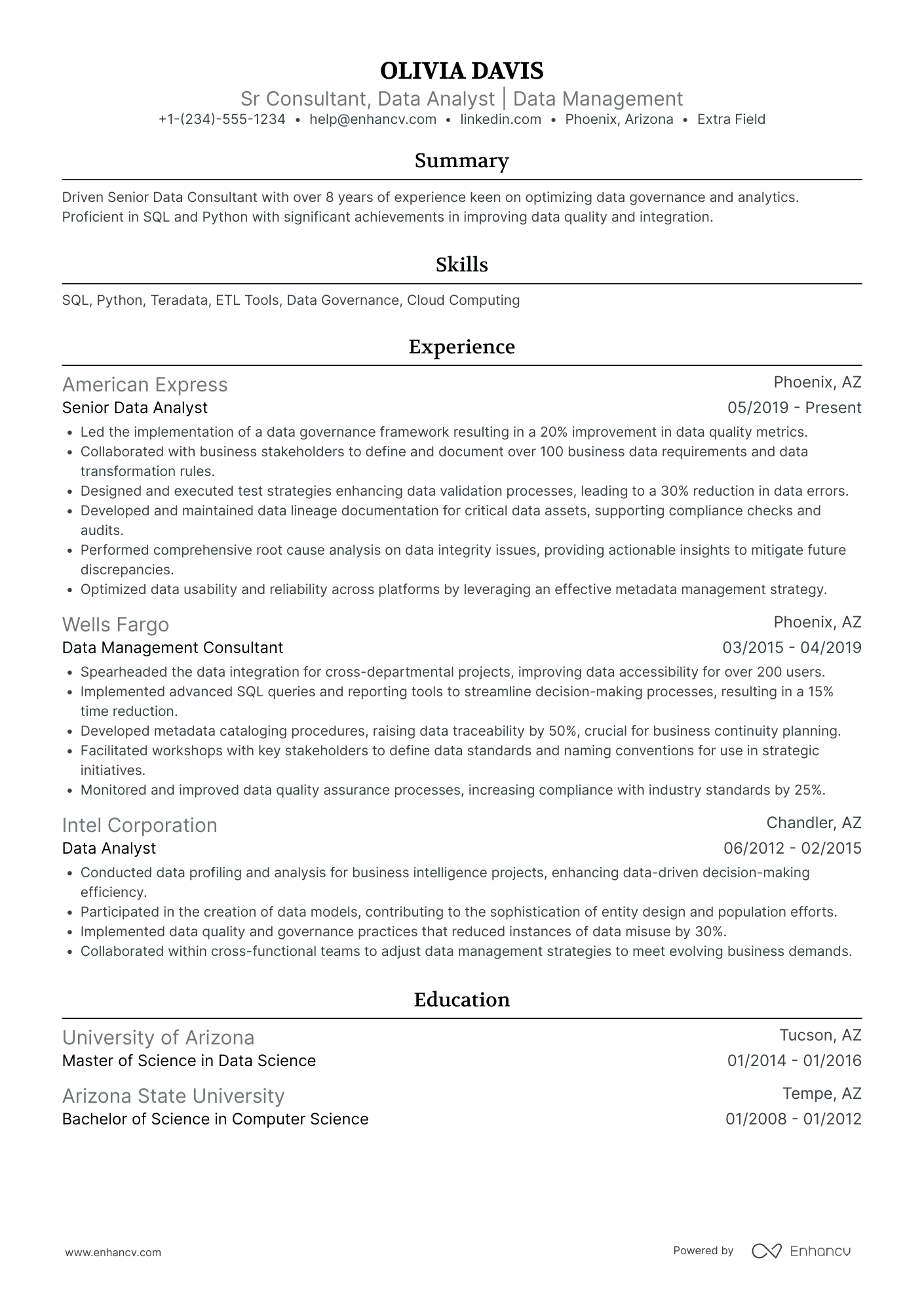 Senior Power BI Consultant Resume Example