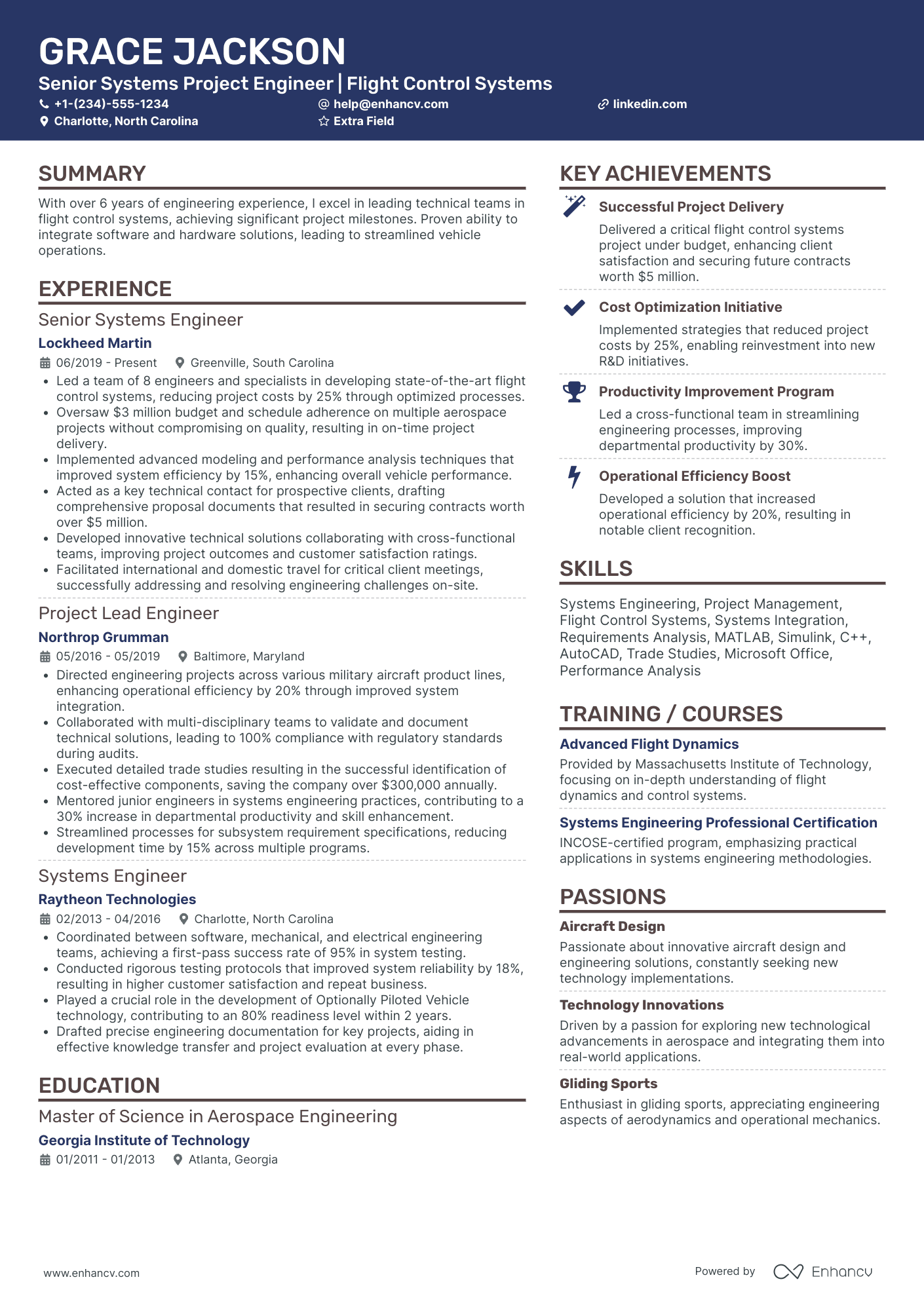 Systems Project Engineer Resume Example