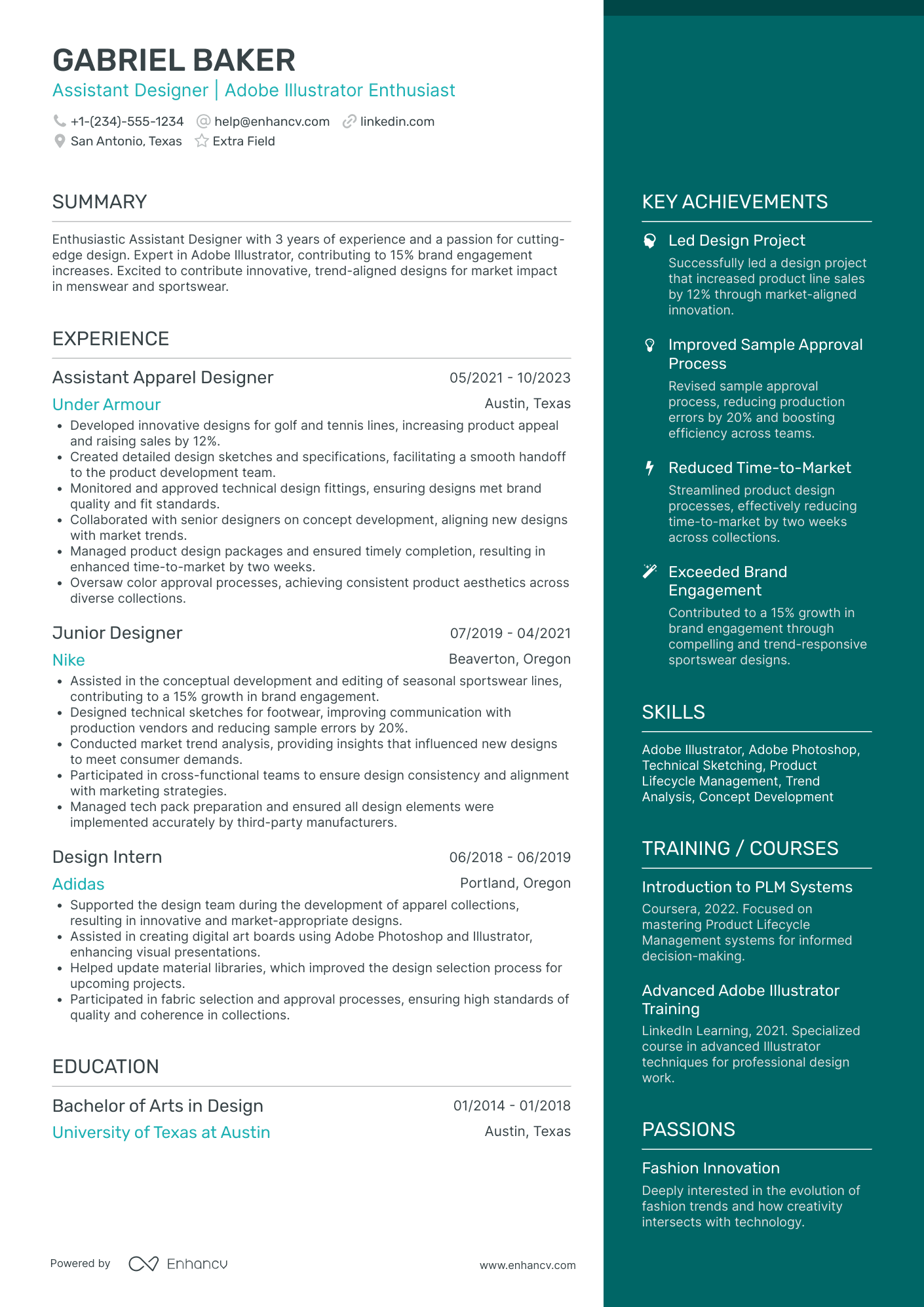 Junior Fashion Designer Resume Example