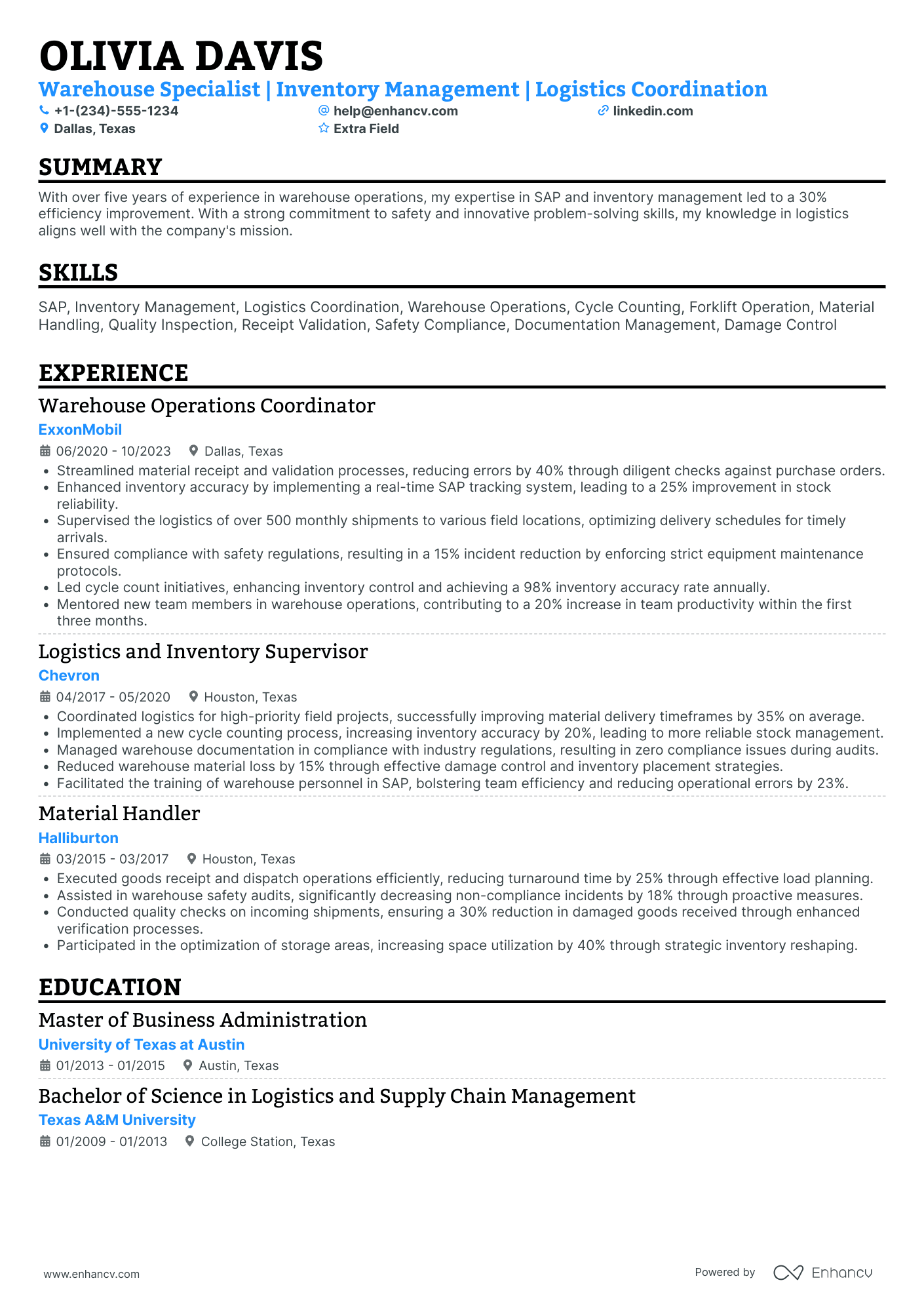 Warehouse Associate III Resume Example