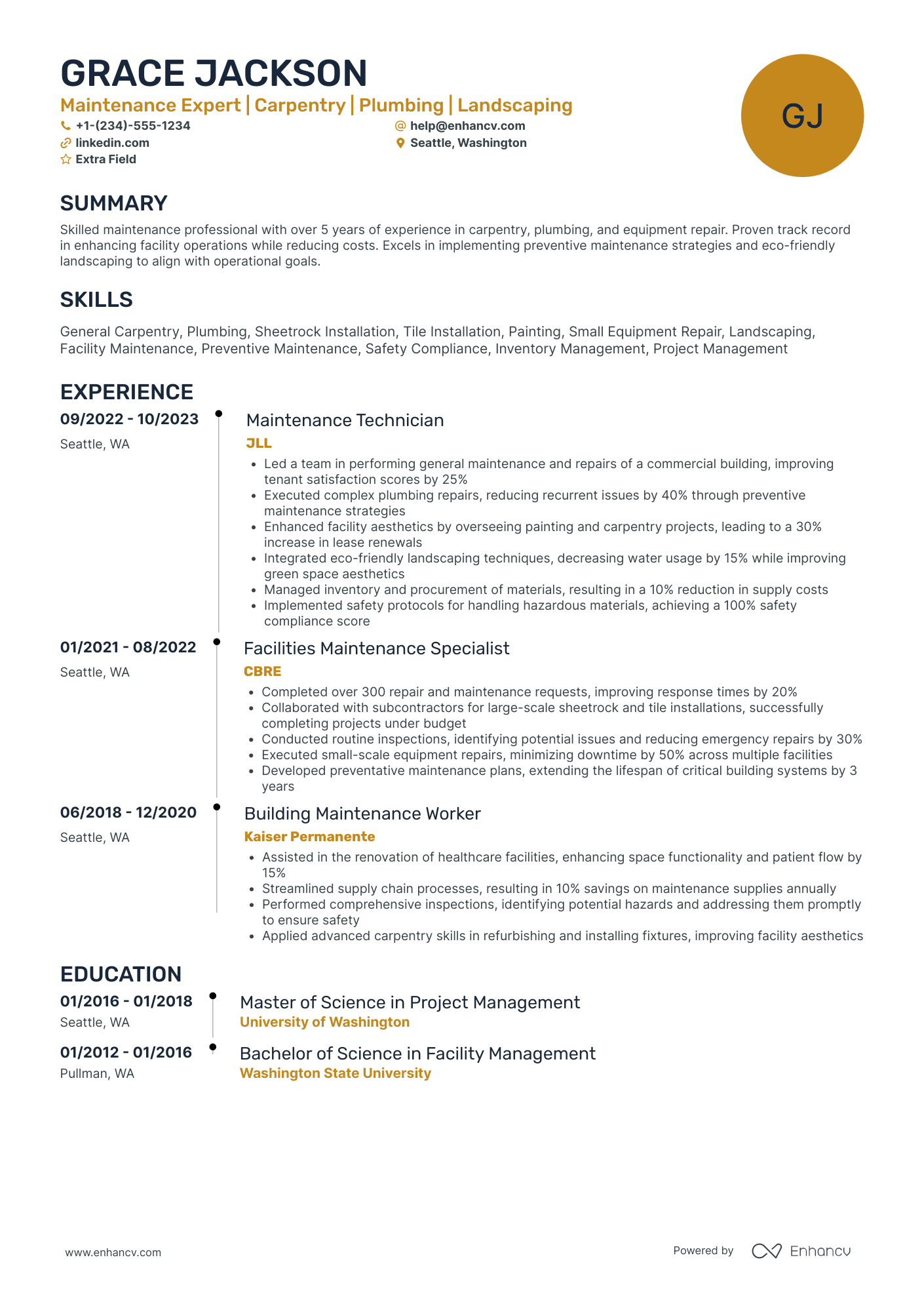 Fast Food Maintenance Worker Resume Example