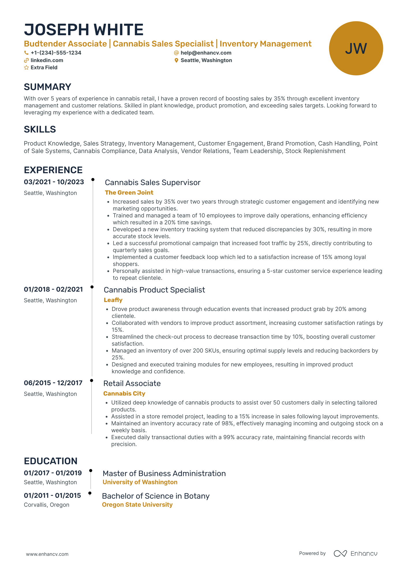 Budtender Associate Resume Example