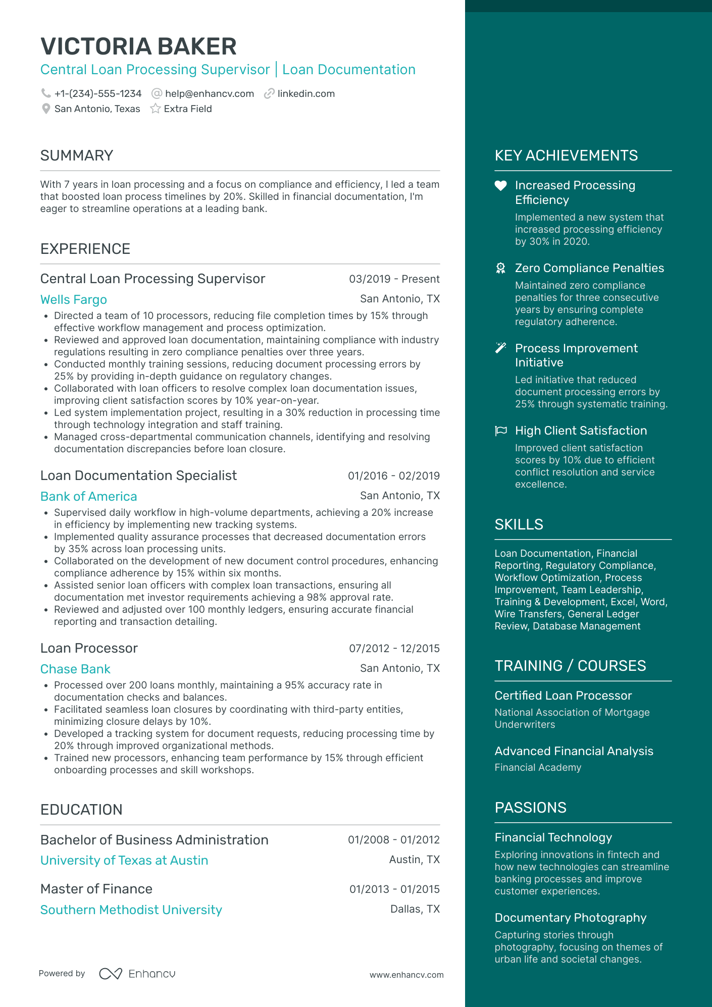 Loan Processor Supervisor Resume Example