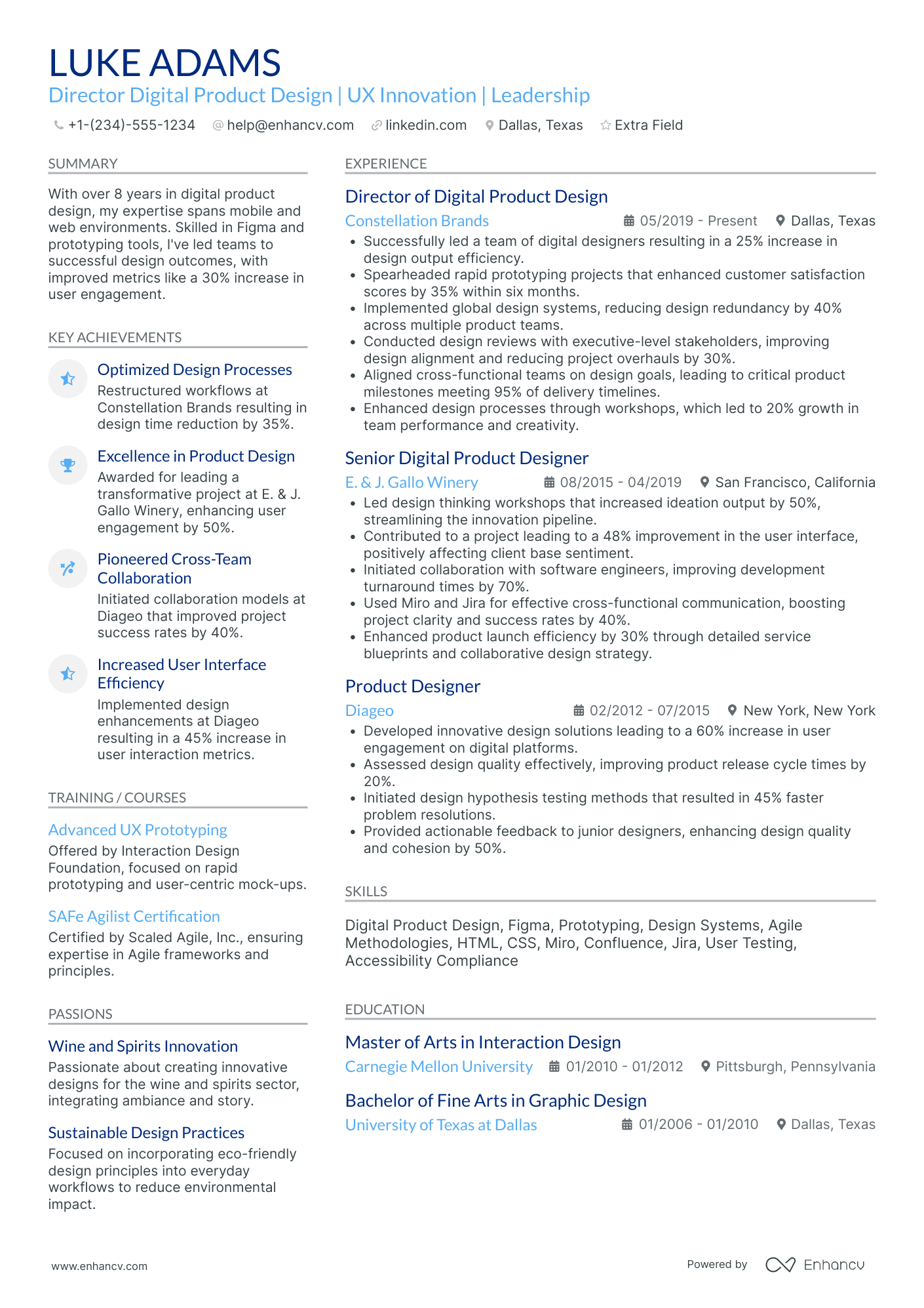 Digital Product Designer Resume Example