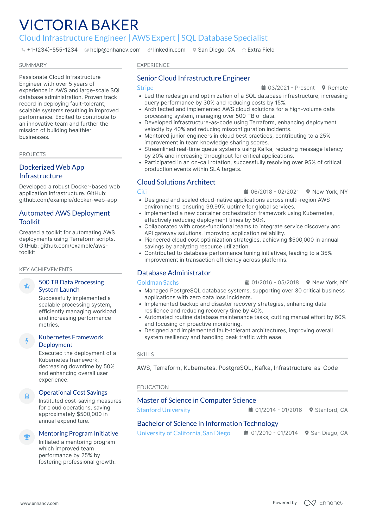 Senior Kubernetes Engineer Resume Example