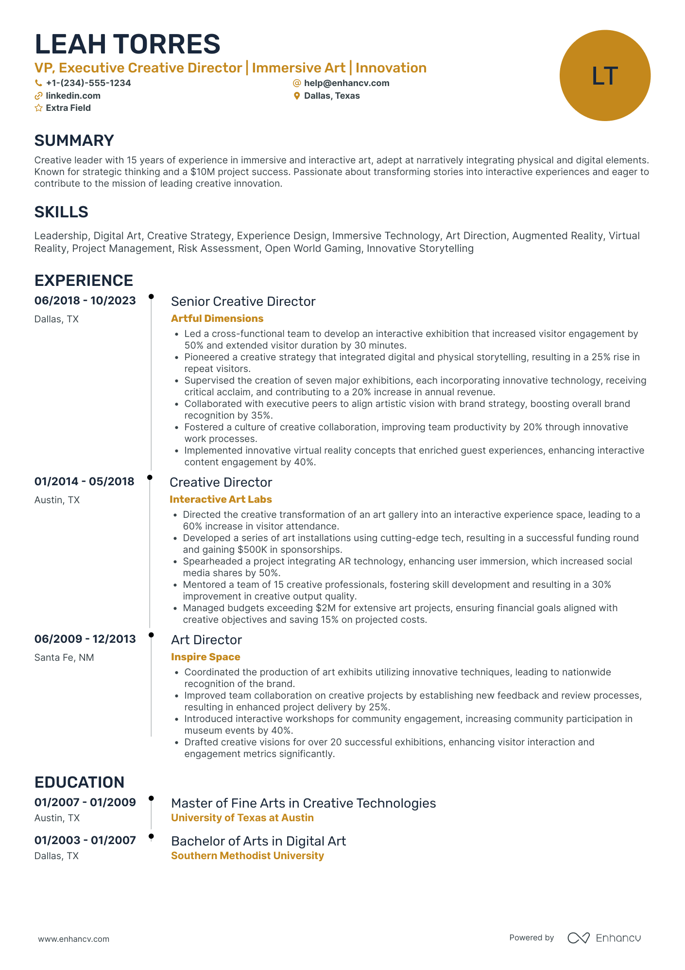 Executive Creative Director Resume Example