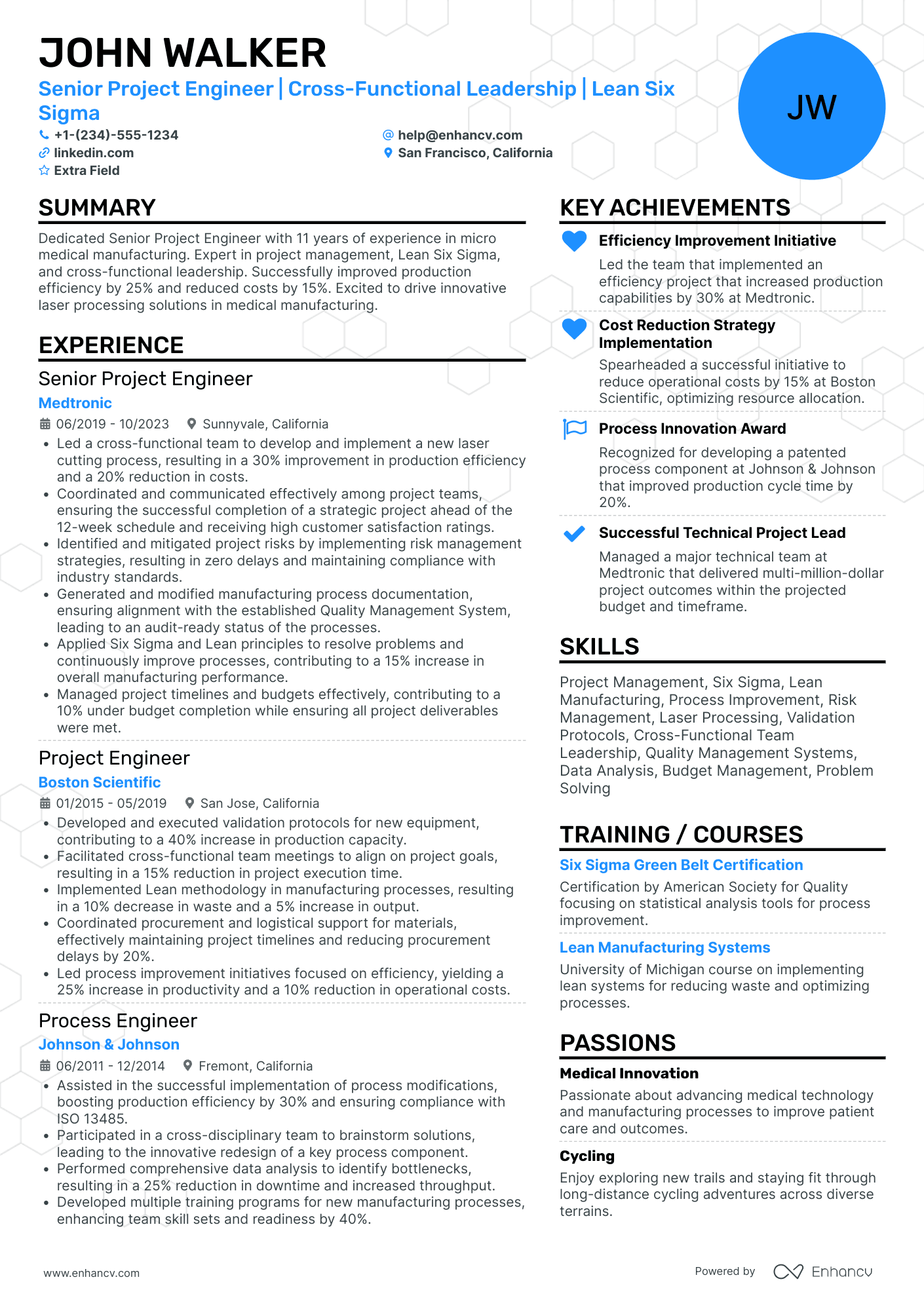 Senior Project Engineer Resume Example