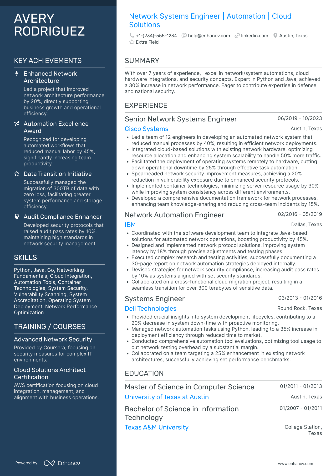 Network Systems Engineer Resume Example