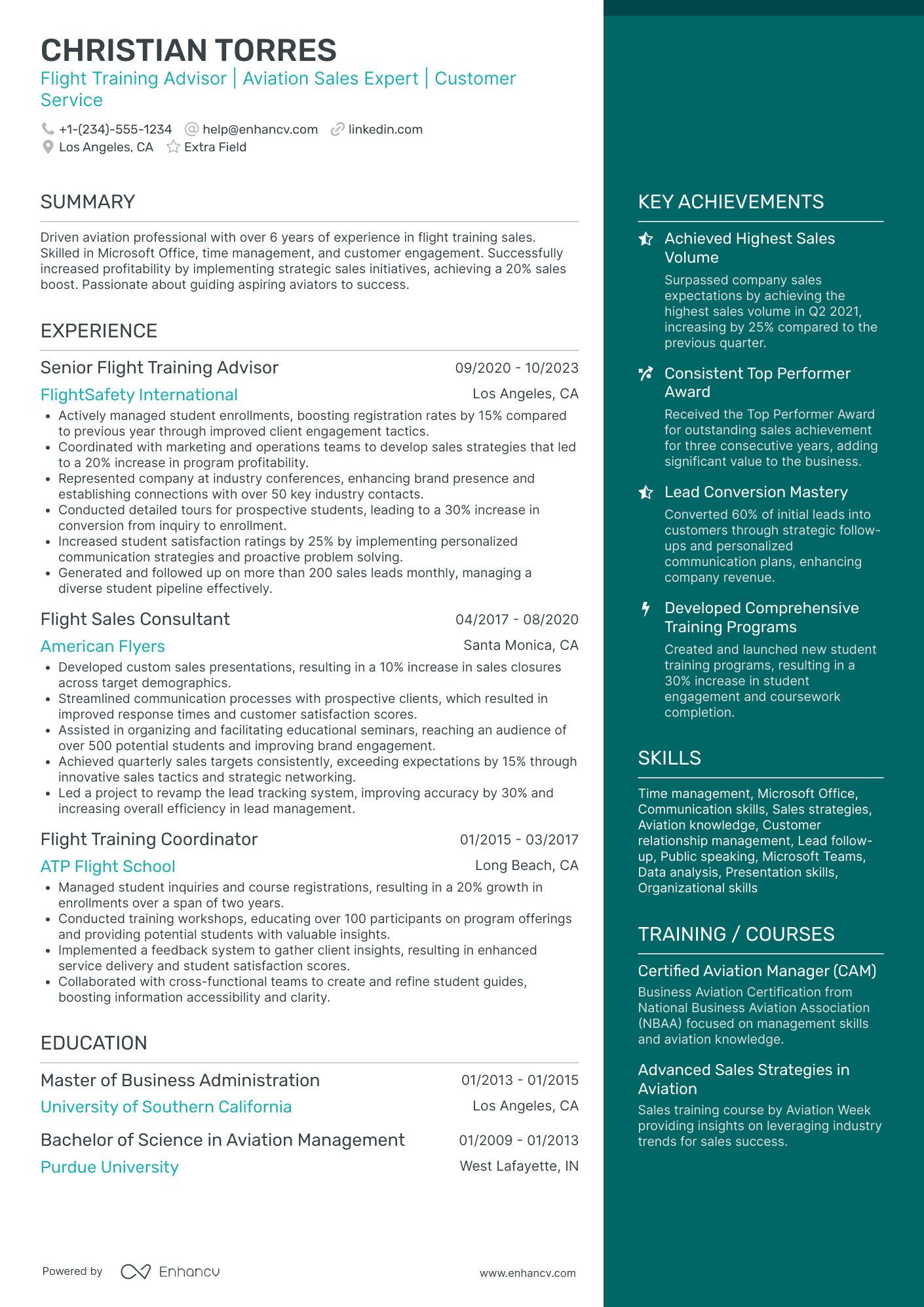 Flight Attendant Recruiter Resume Example