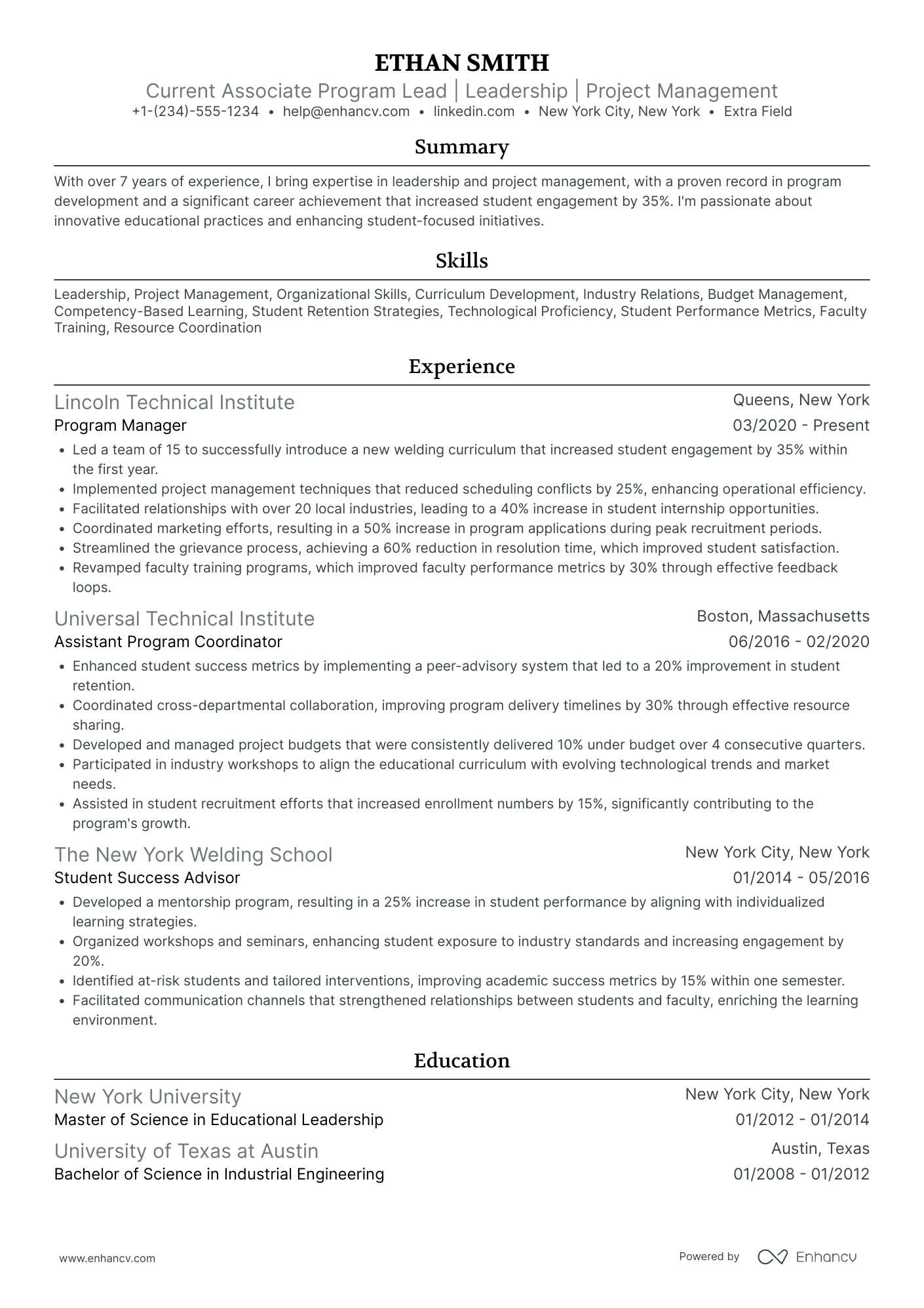 Lead Welder Resume Example