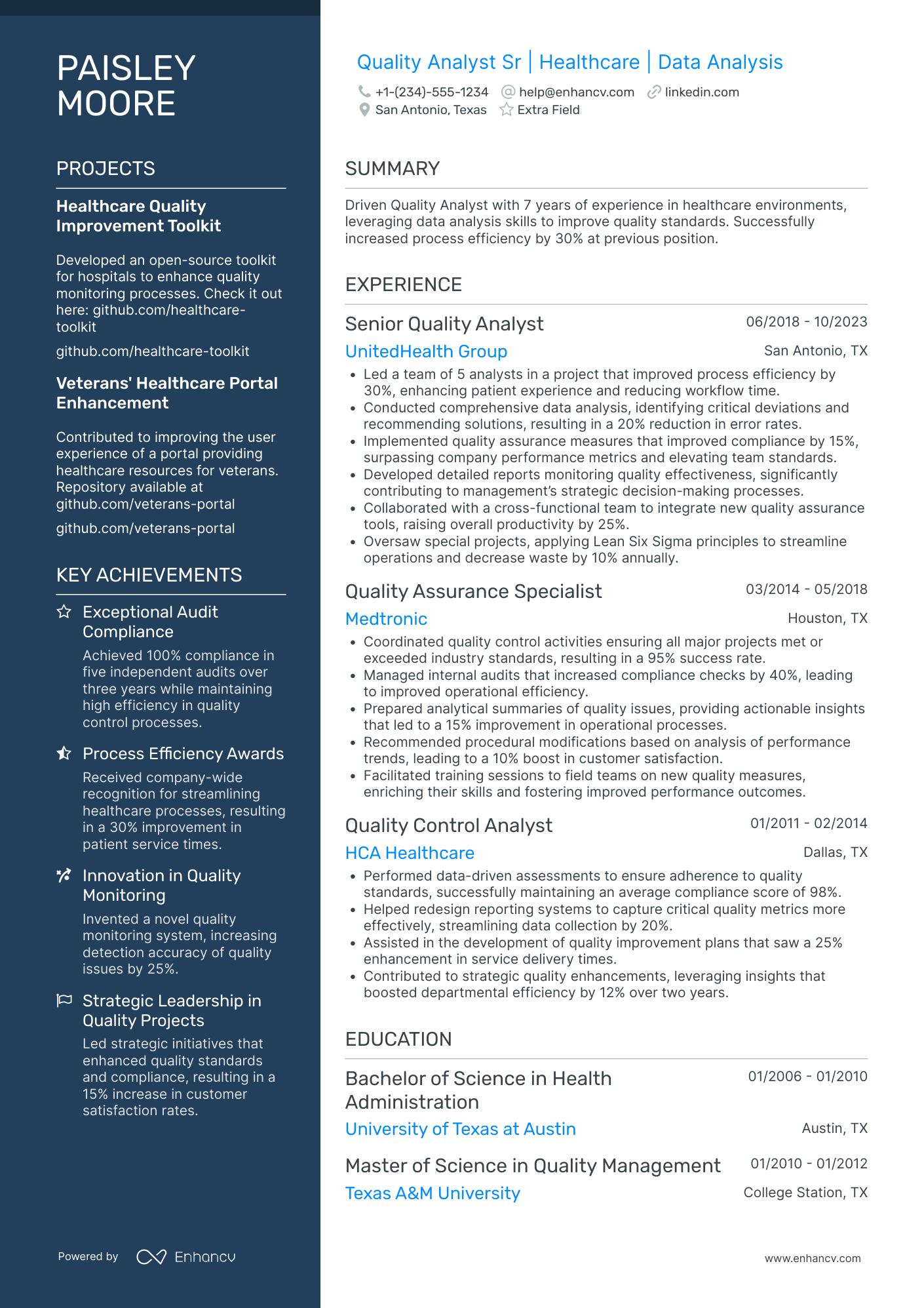 QA Analyst III (Senior Level) Resume Example