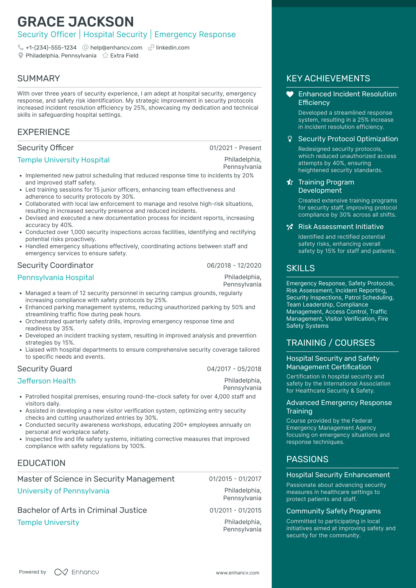 Hospital Security Officer Resume Example