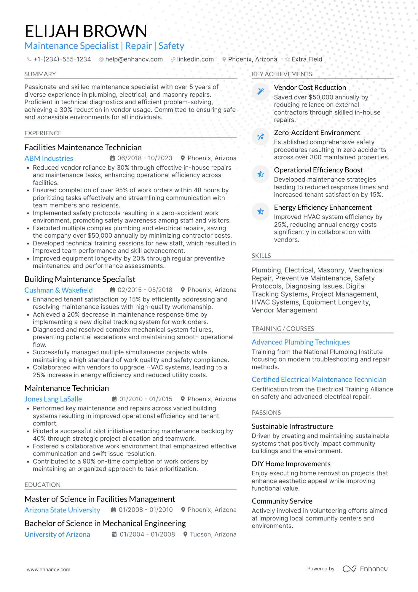 Handyman Contractor Resume Example