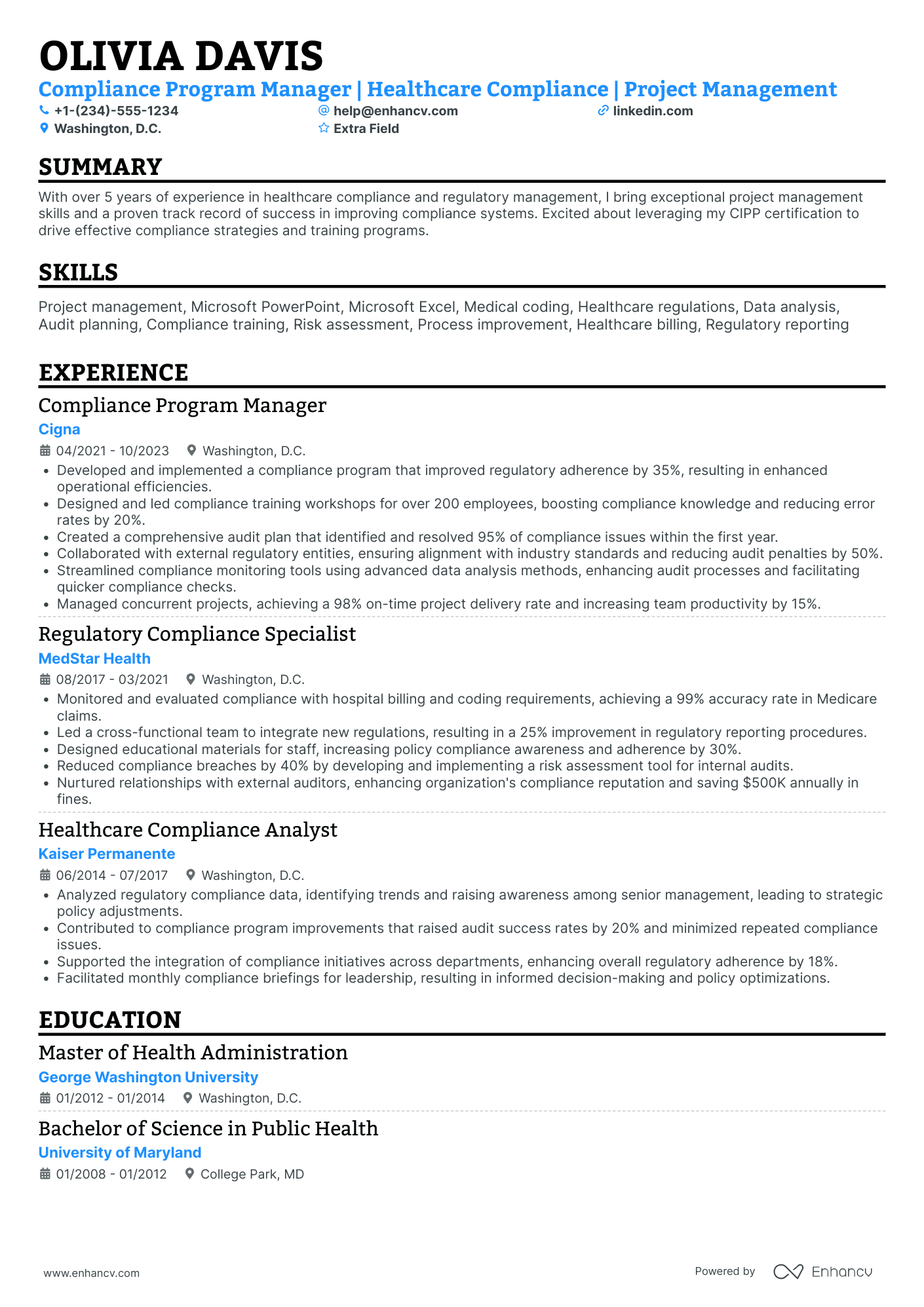 Compliance Program Manager Resume Example