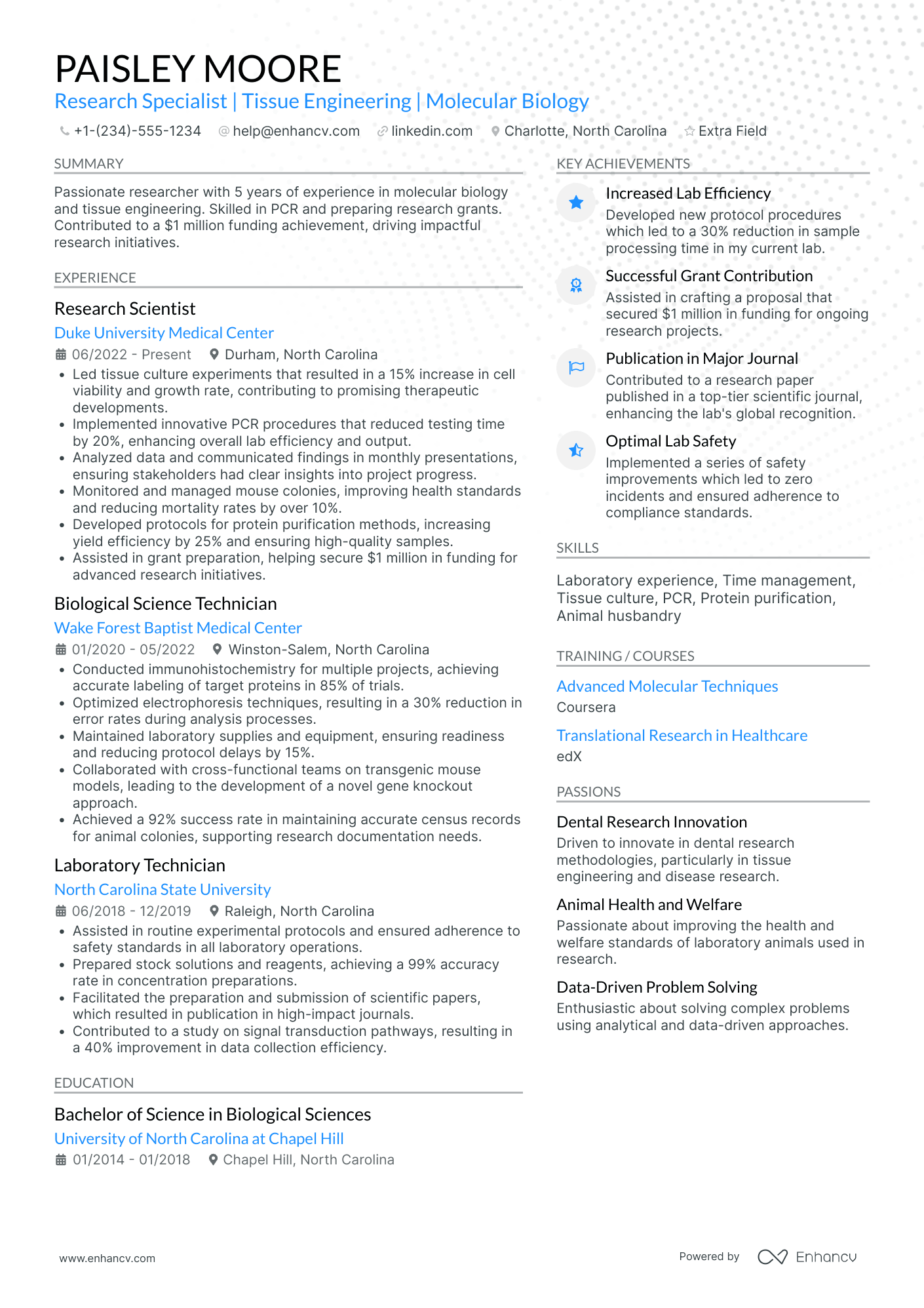 Dental Research Assistant Resume Example