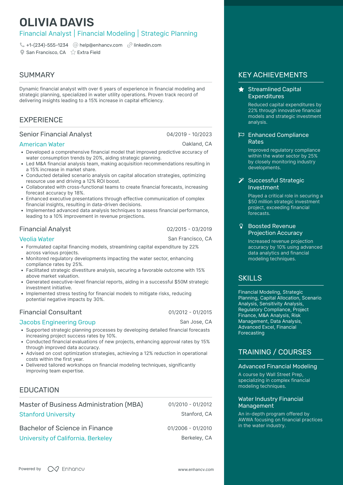 Financial Modeler Resume Example